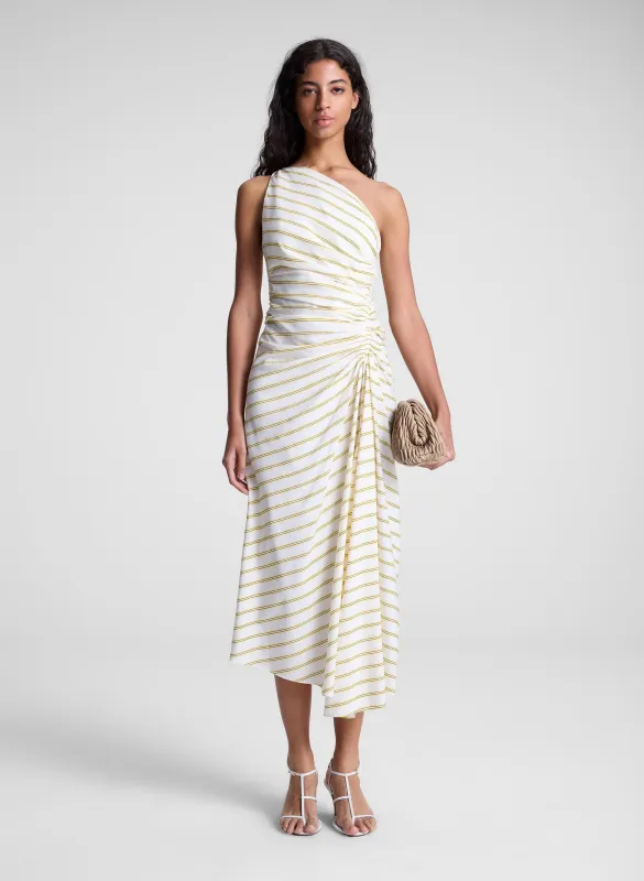 Carolyn One Shoulder Striped Midi Dress sold by A.L.C.