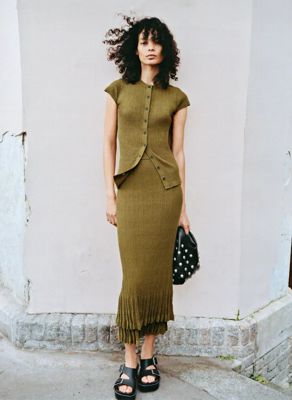 Lexi Fine Cotton Knit Midi Skirt made by A.L.C.