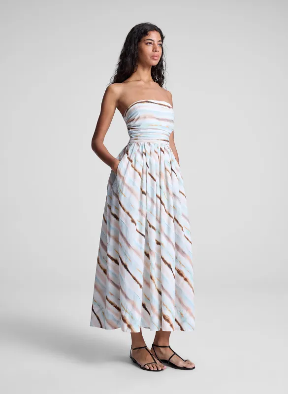 Tara Striped Strapless Midi Dress made by A.L.C.