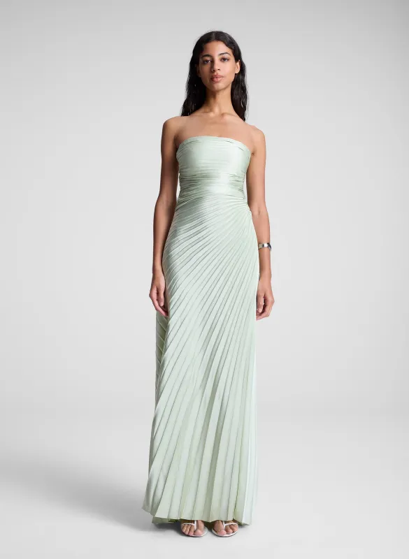 Bianca Strapless Pleated Maxi Dress made by A.L.C.