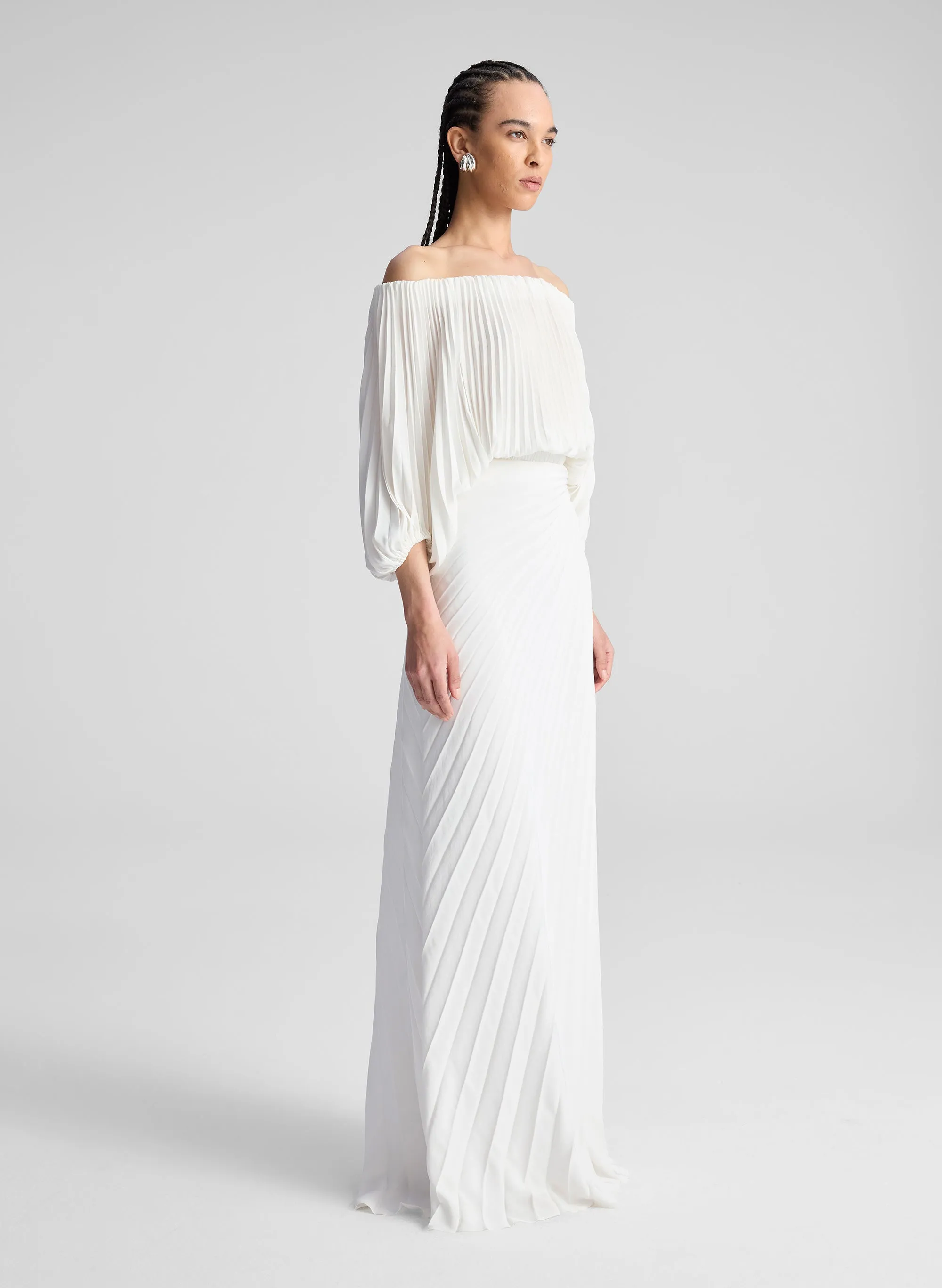 Bianca Satin Pleated Maxi Skirt sold by A.L.C. product image thumbnail 3