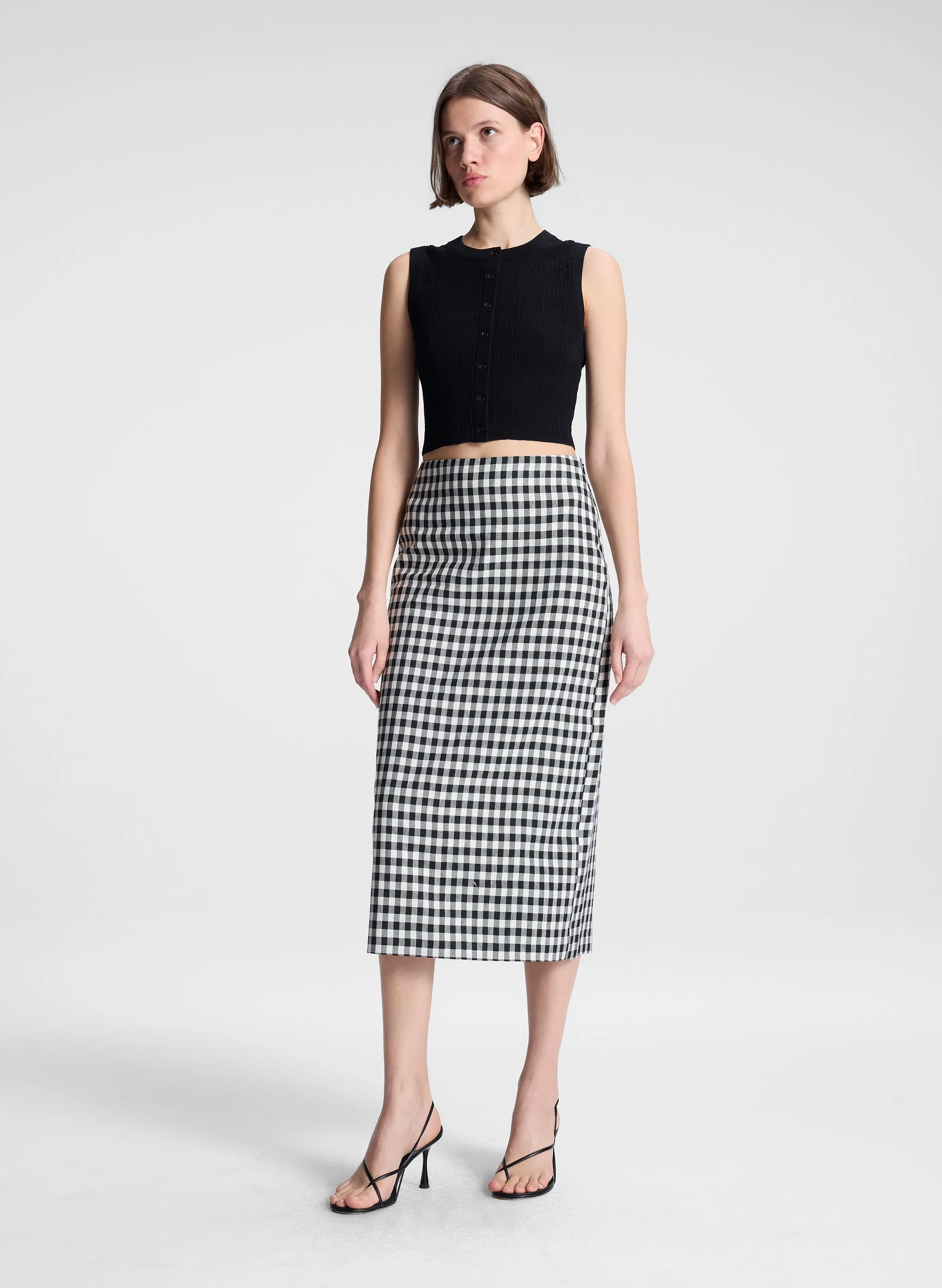 Phoebe Tailored Gingham Midi Skirt sold by A.L.C. product image thumbnail 4