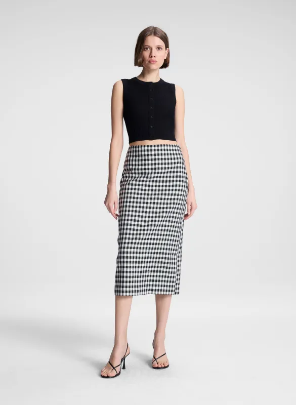 Phoebe Tailored Gingham Midi Skirt made by A.L.C.