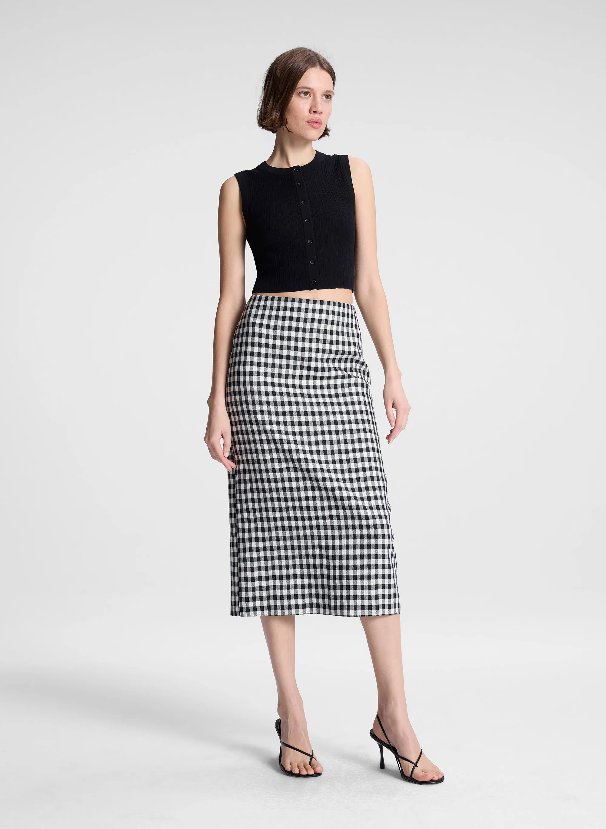 Phoebe Tailored Gingham Midi Skirt sold by A.L.C. product image thumbnail 3