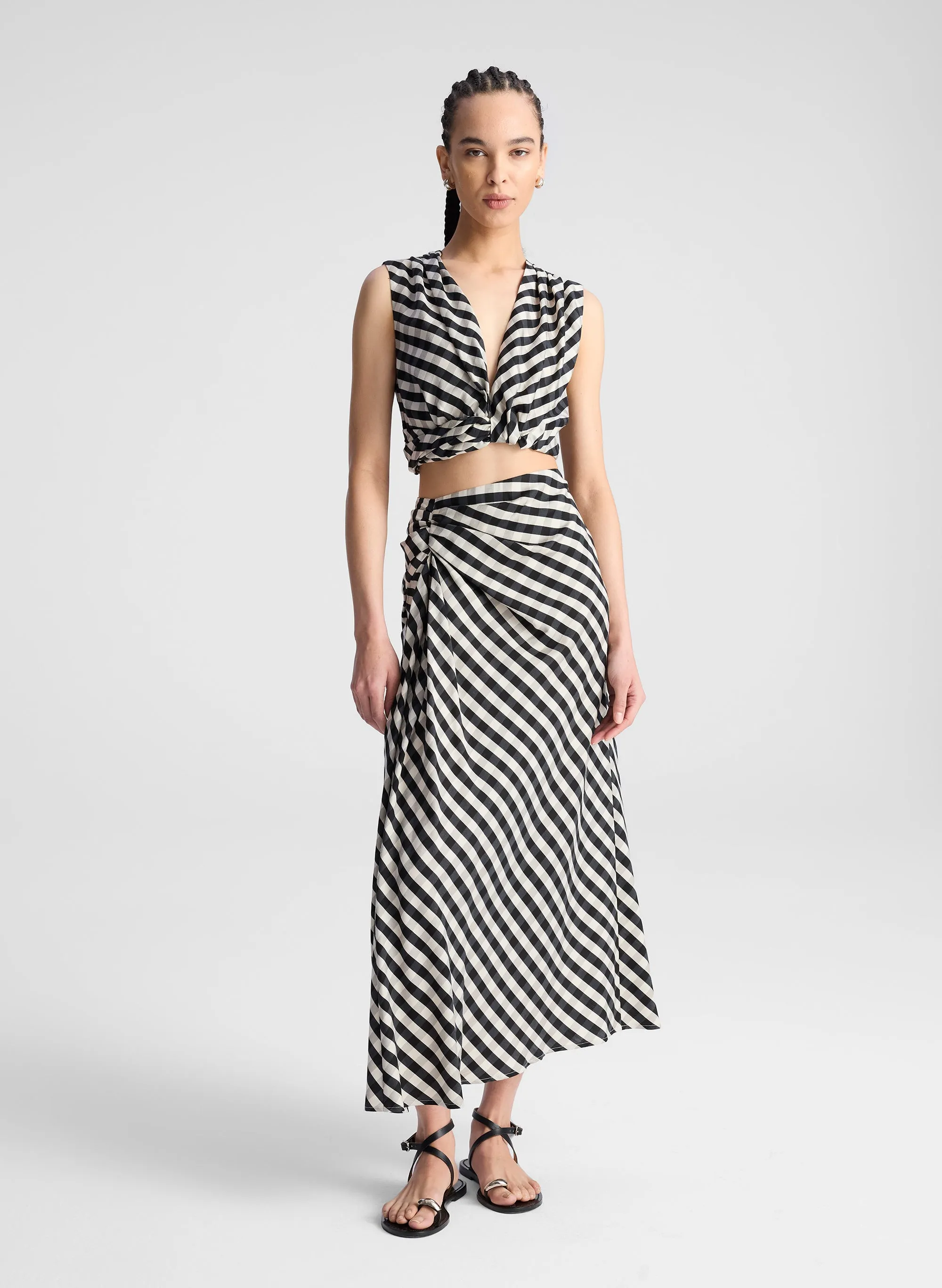 Jean Gingham Midi Skirt sold by A.L.C.