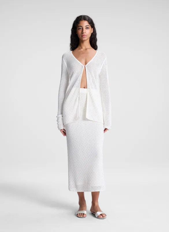 Rina Knit Embellished Midi Skirt sold by A.L.C.