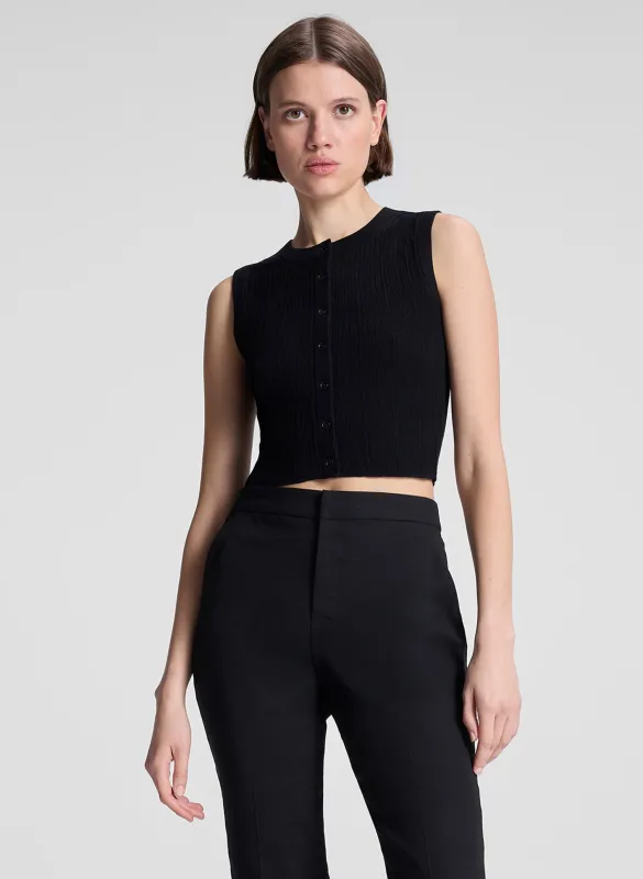 Lottie Cropped Fine Cotton Knit Top sold by A.L.C.