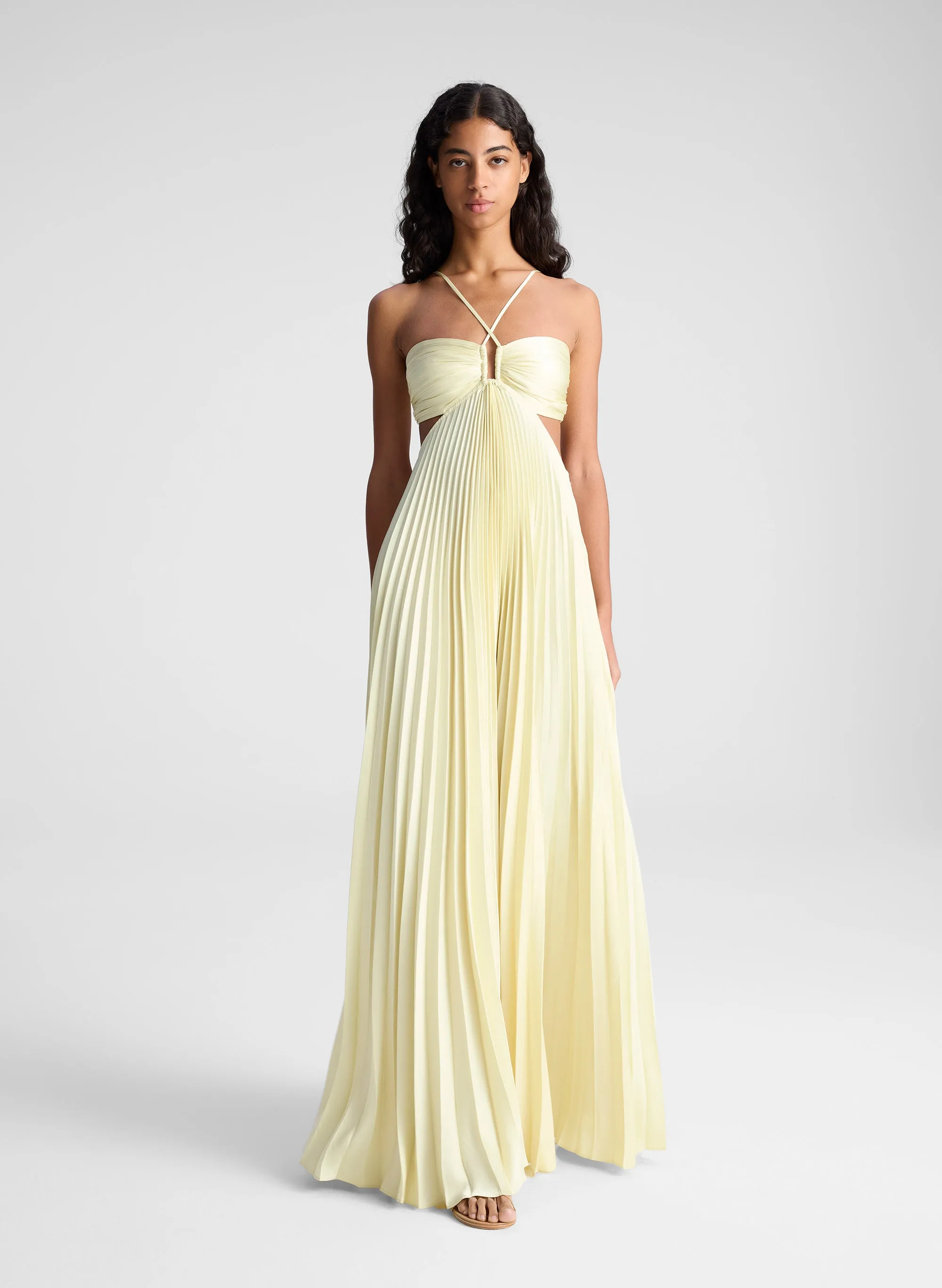 Moira Satin Pleated Maxi Dress sold by A.L.C.