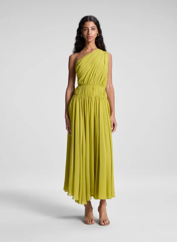 Drew Silk One Shoulder Midi Dress sold by A.L.C.
