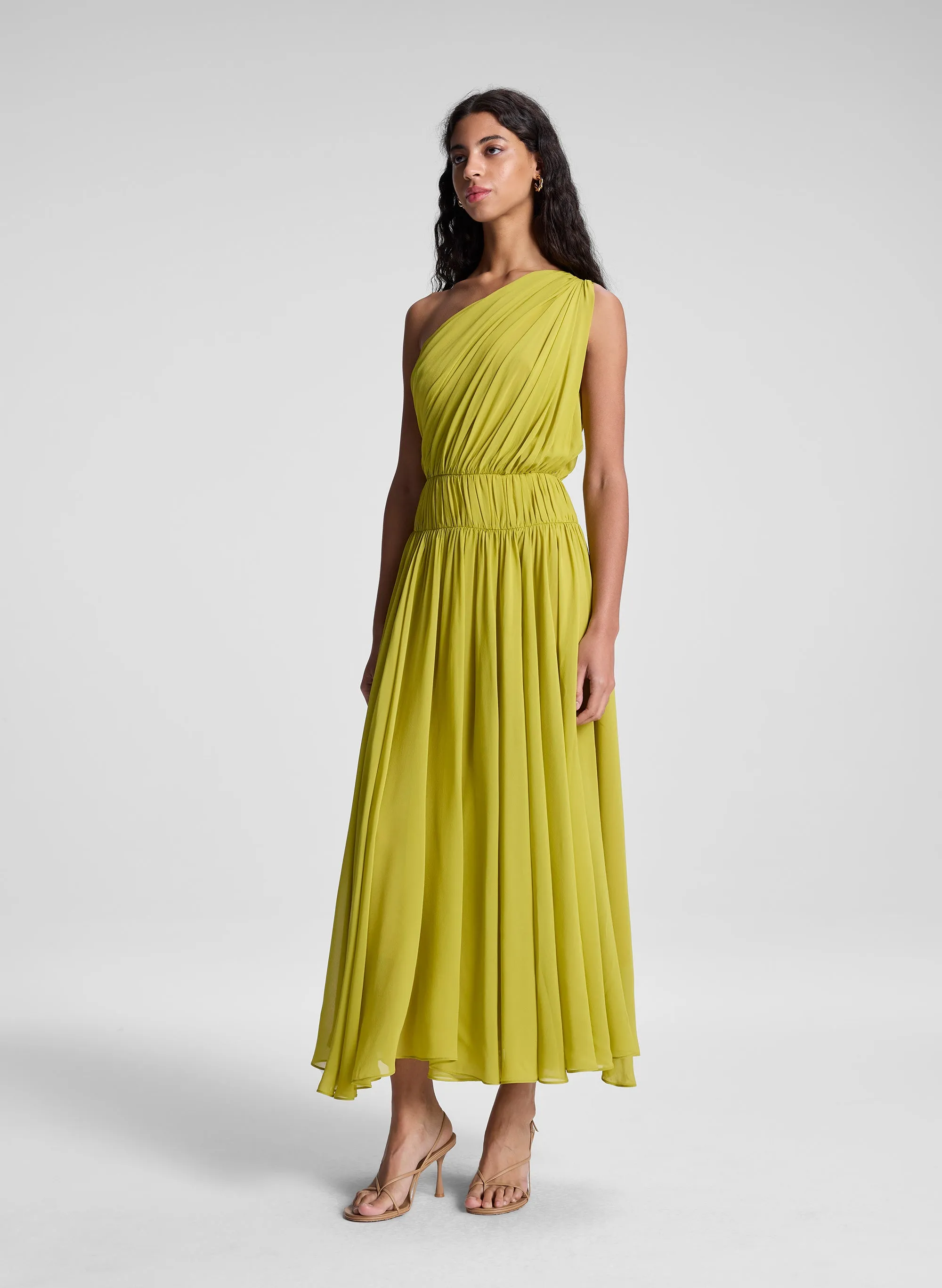 Drew Silk One Shoulder Midi Dress sold by A.L.C. product image thumbnail 4