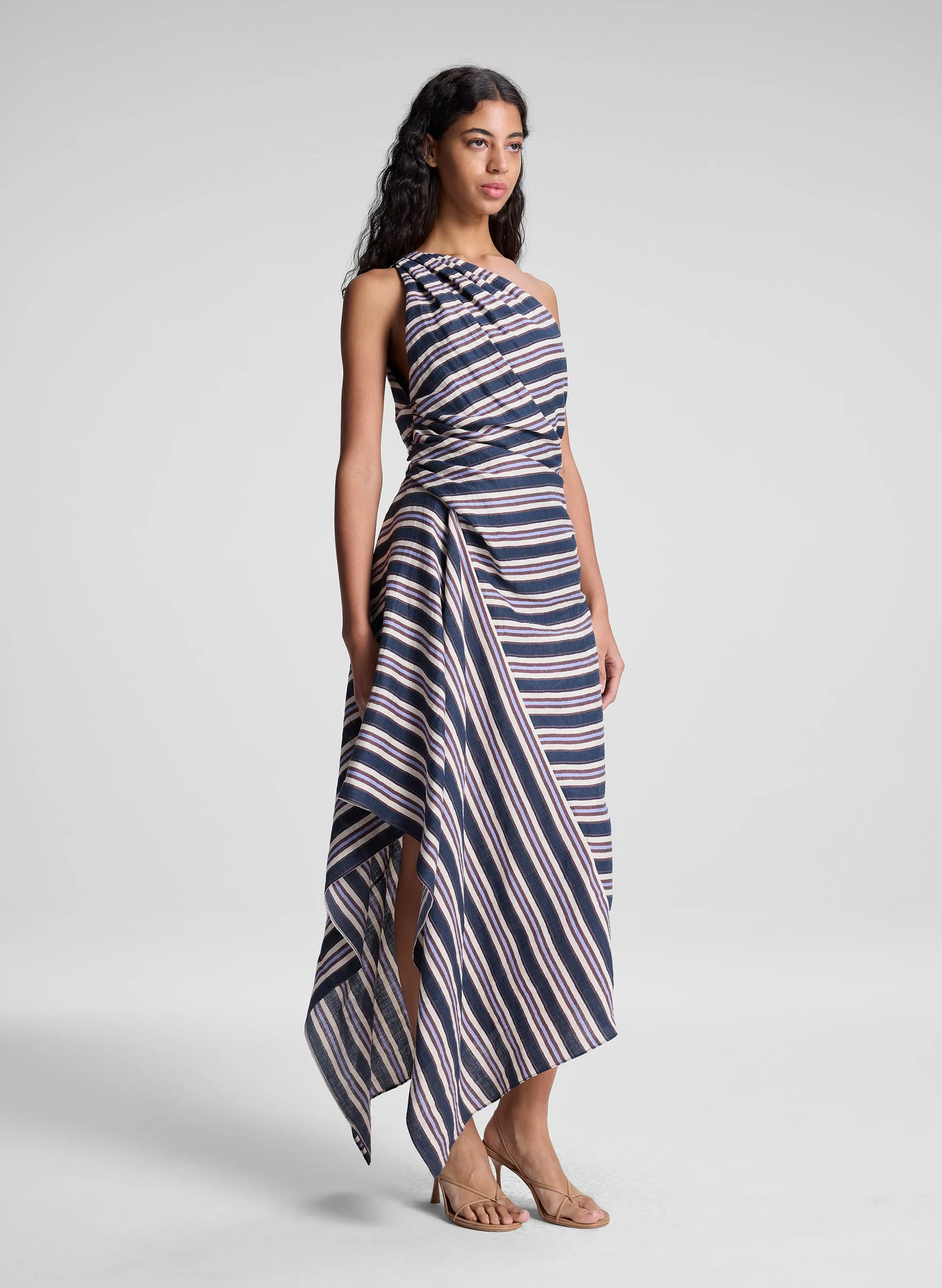 Lyn Striped Linen Midi Dress sold by A.L.C. product image thumbnail 4