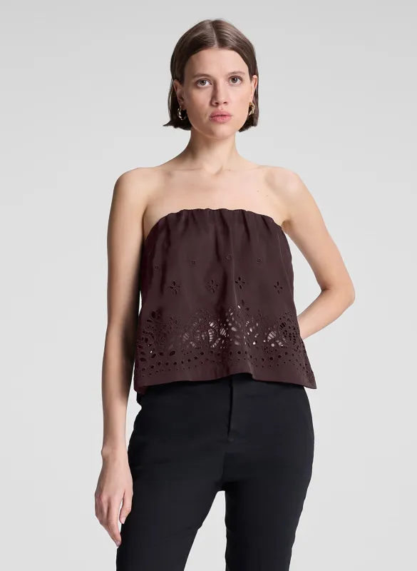 Dalia Strapless Embroidered Top made by A.L.C.