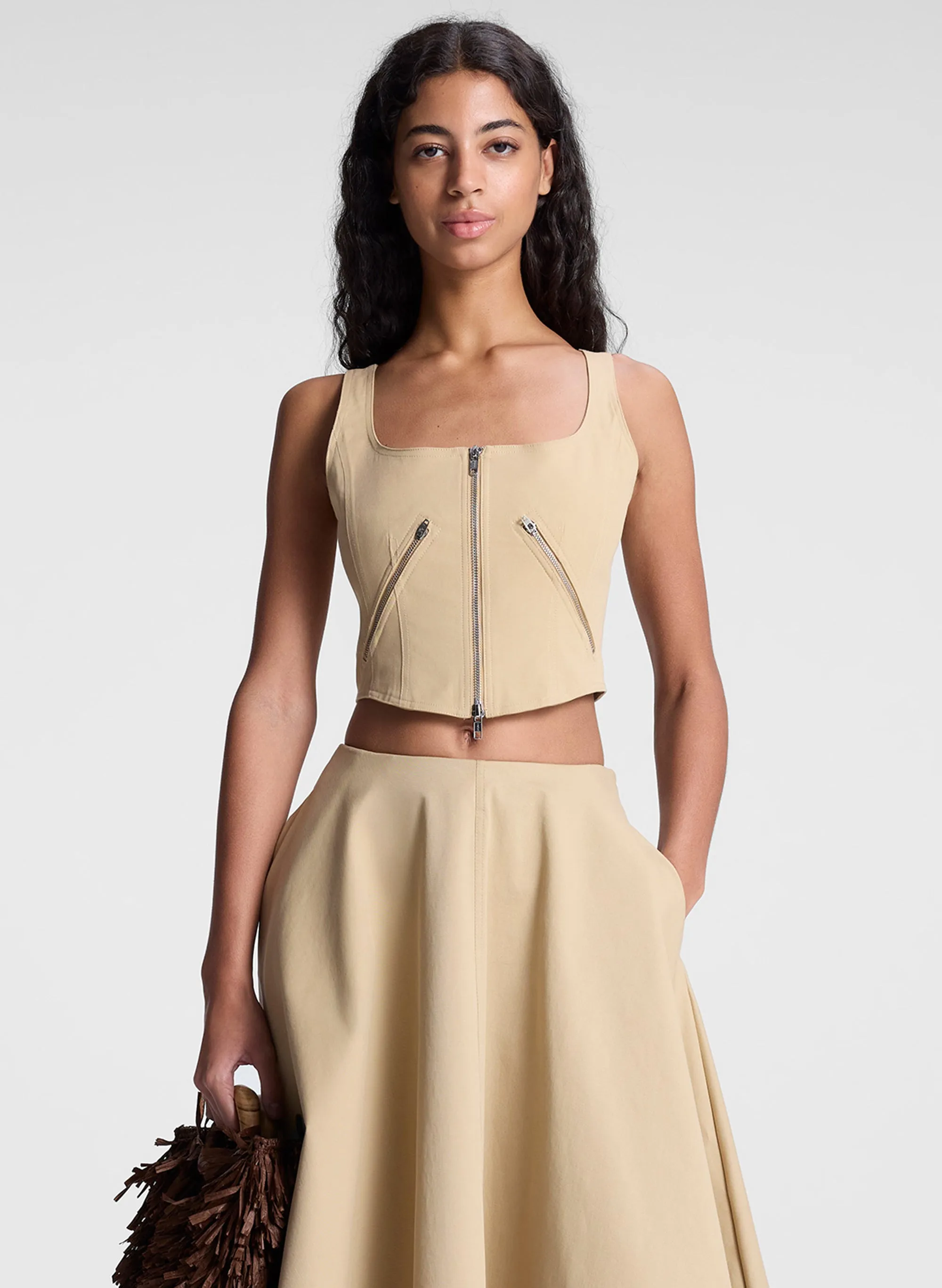 Dea Utility Zip Crop Tank sold by A.L.C.
