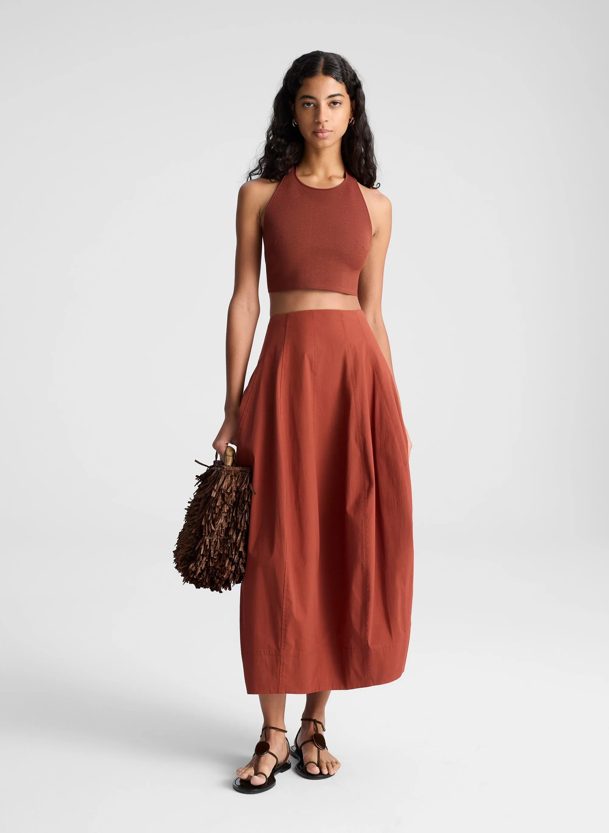 Veda Stretch Cotton Midi Skirt sold by A.L.C.