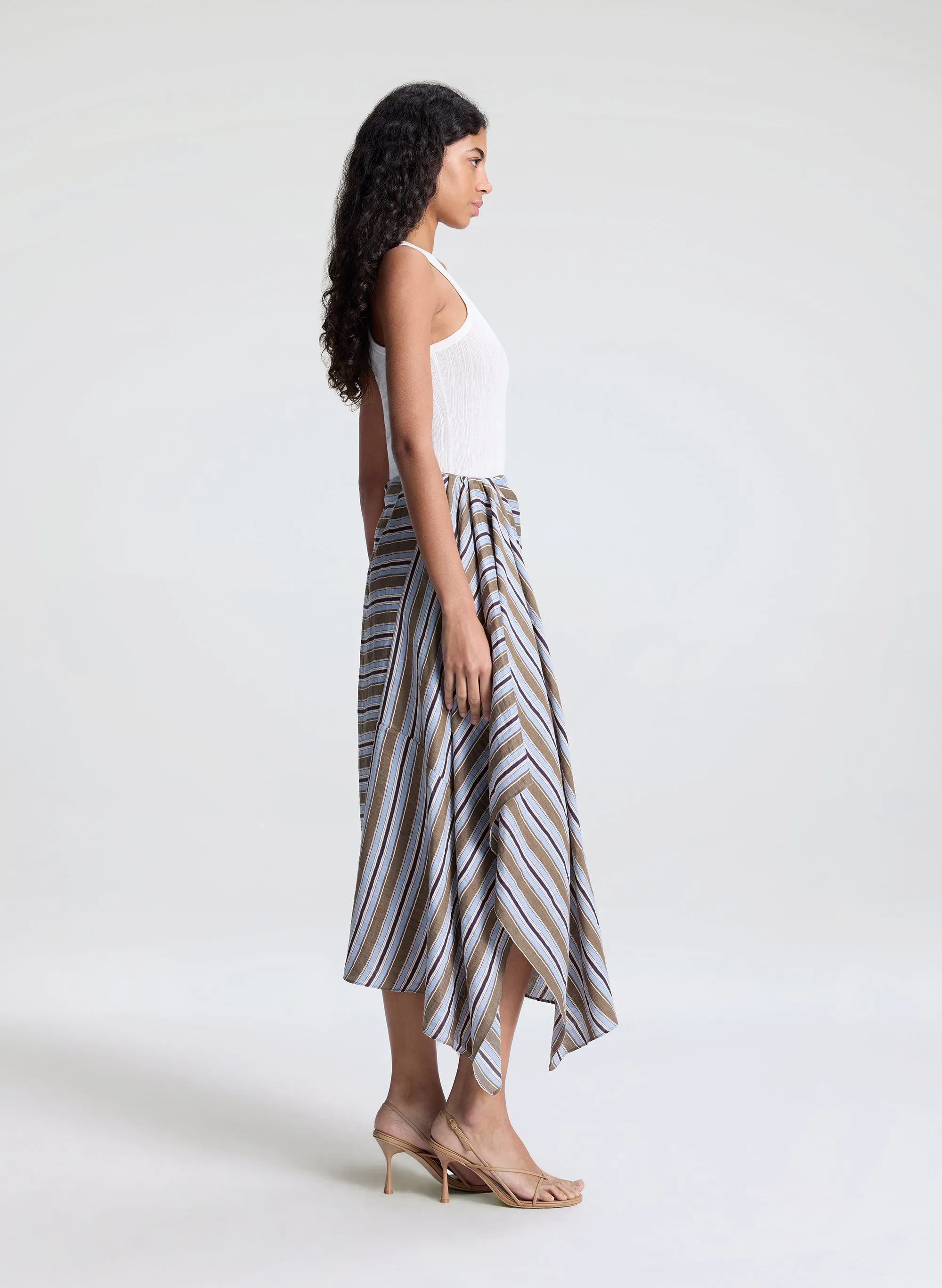 Lota Striped Linen Midi Skirt sold by A.L.C. product image thumbnail 4