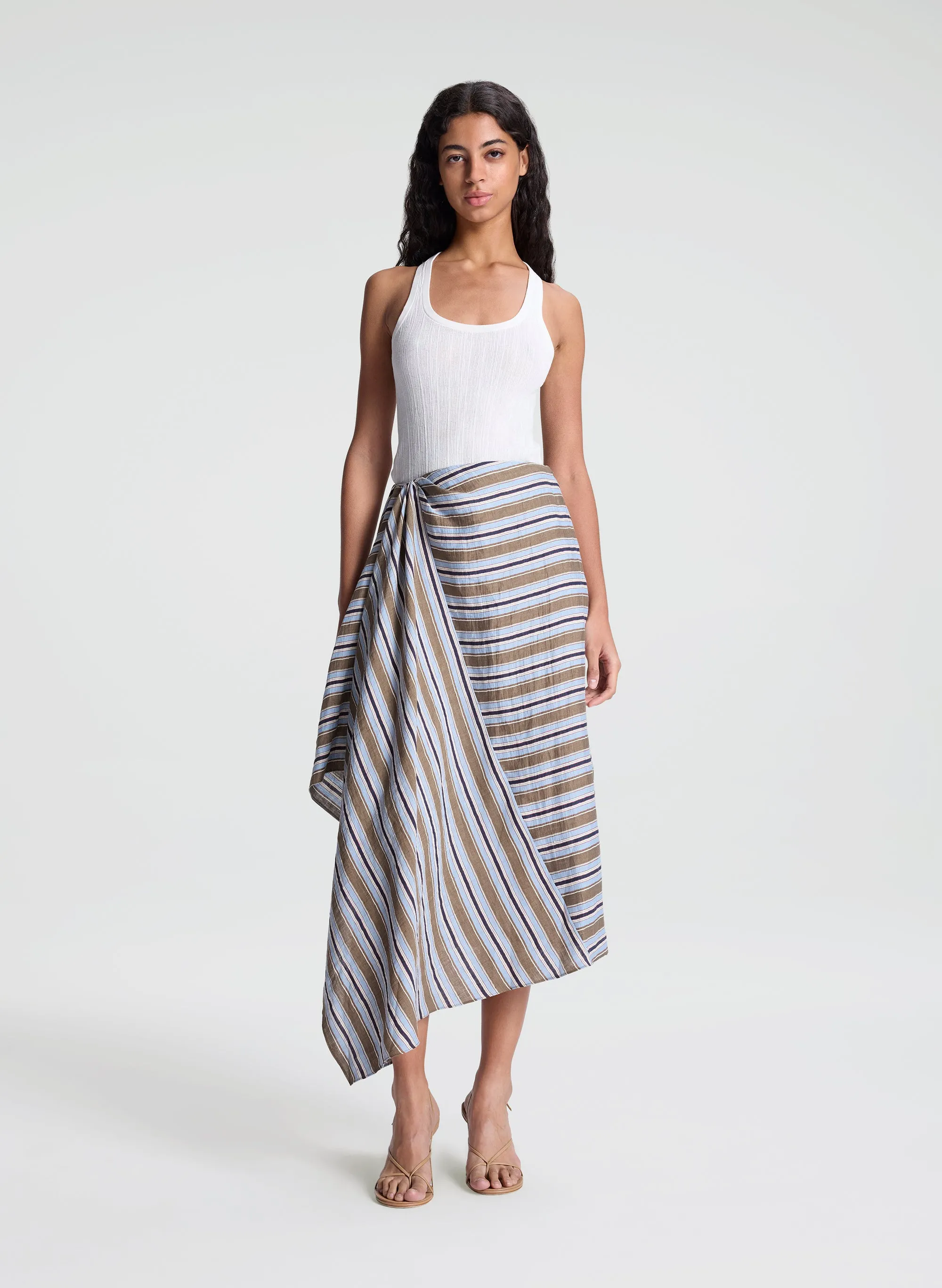 Lota Striped Linen Midi Skirt sold by A.L.C. product image thumbnail 3