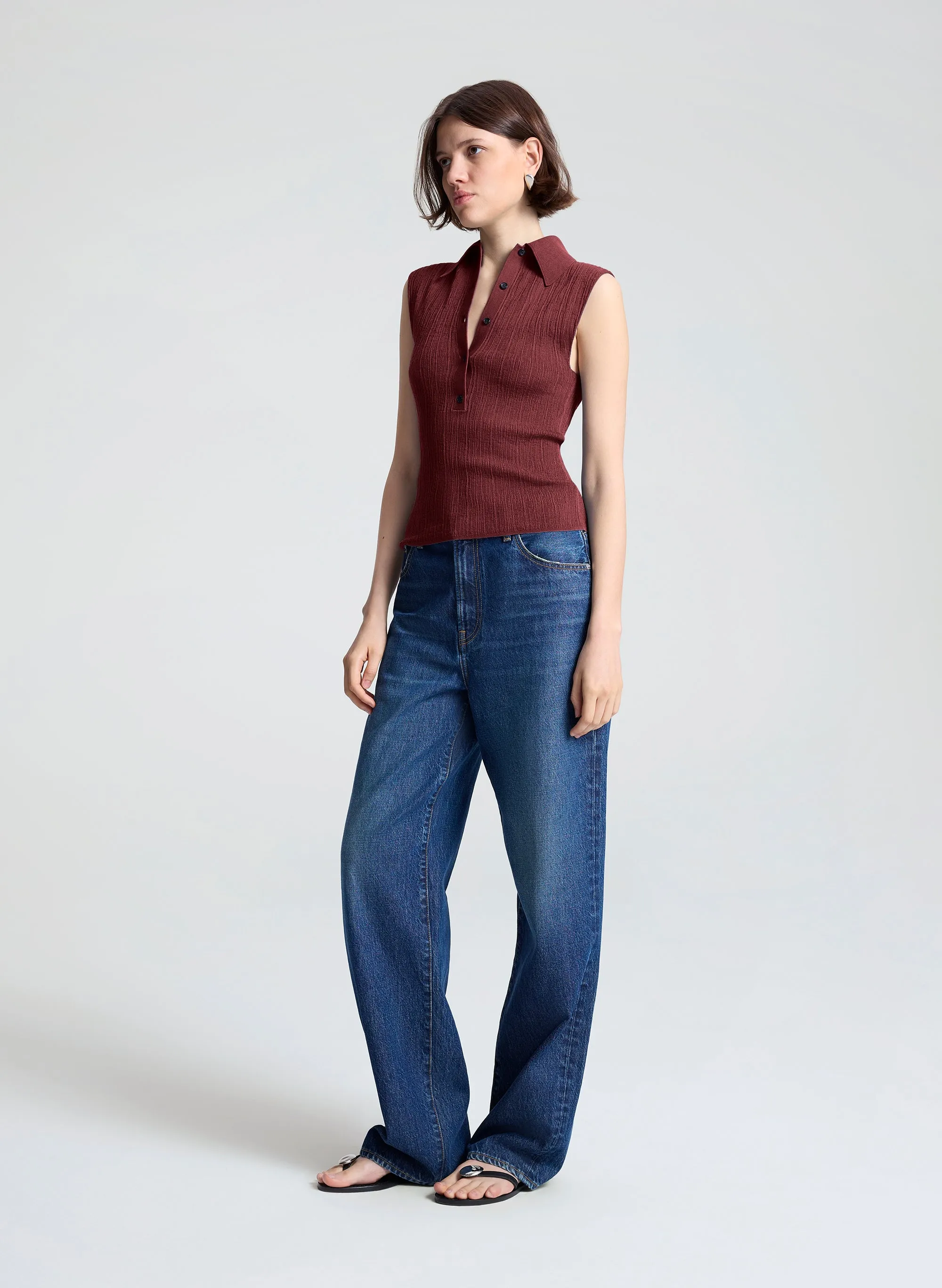 Ollie Fine Cotton Knit Polo Top sold by A.L.C. product image thumbnail 4