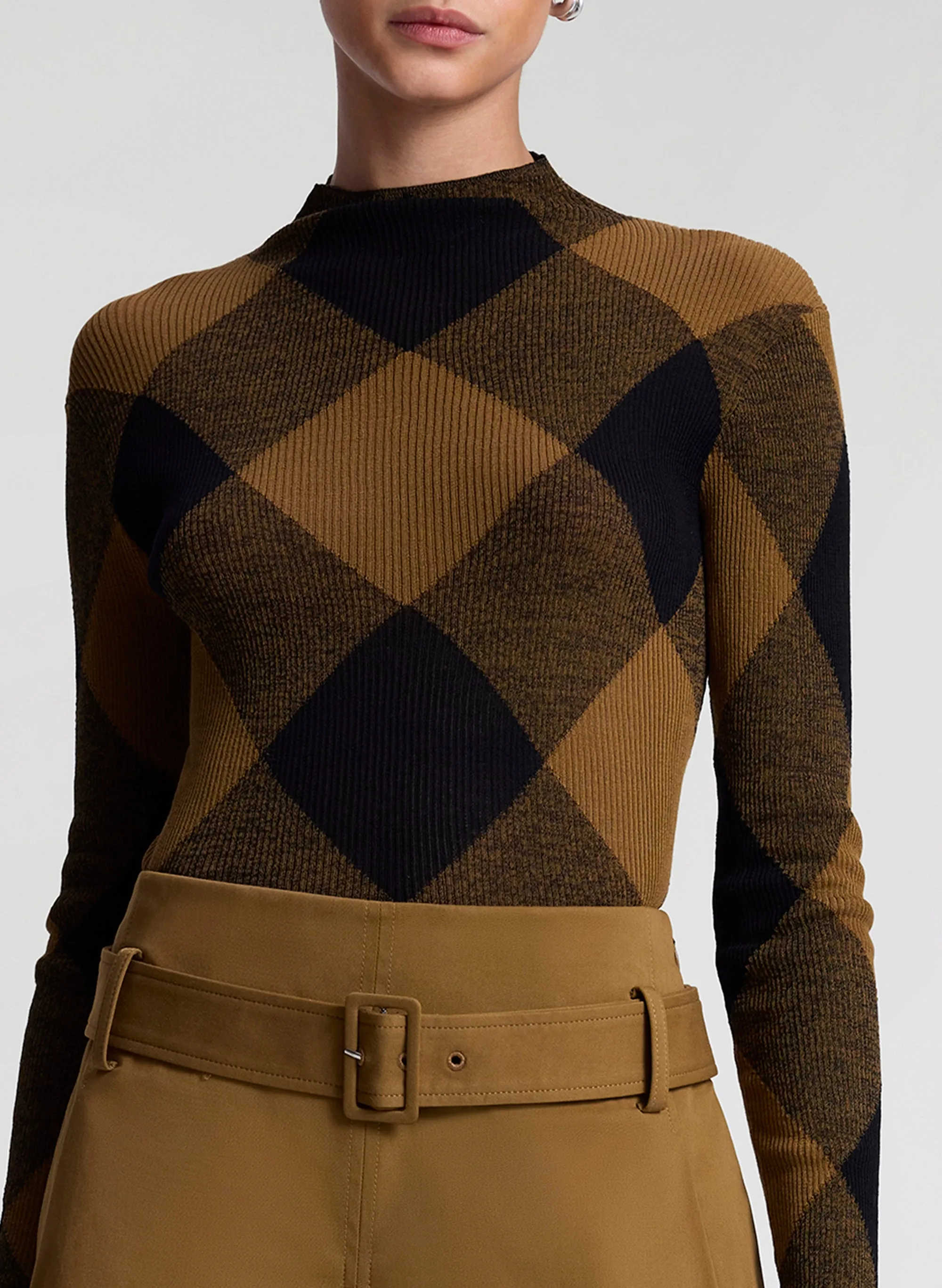 Hugh Fine Cotton Argyle Knit Top sold by A.L.C. product image thumbnail 2