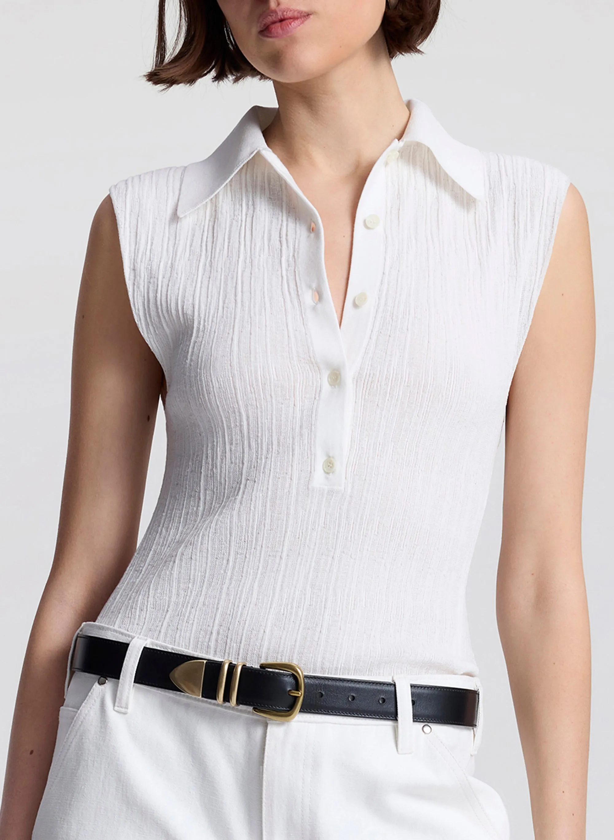 Ollie Fine Cotton Knit Polo Top sold by A.L.C. product image thumbnail 2