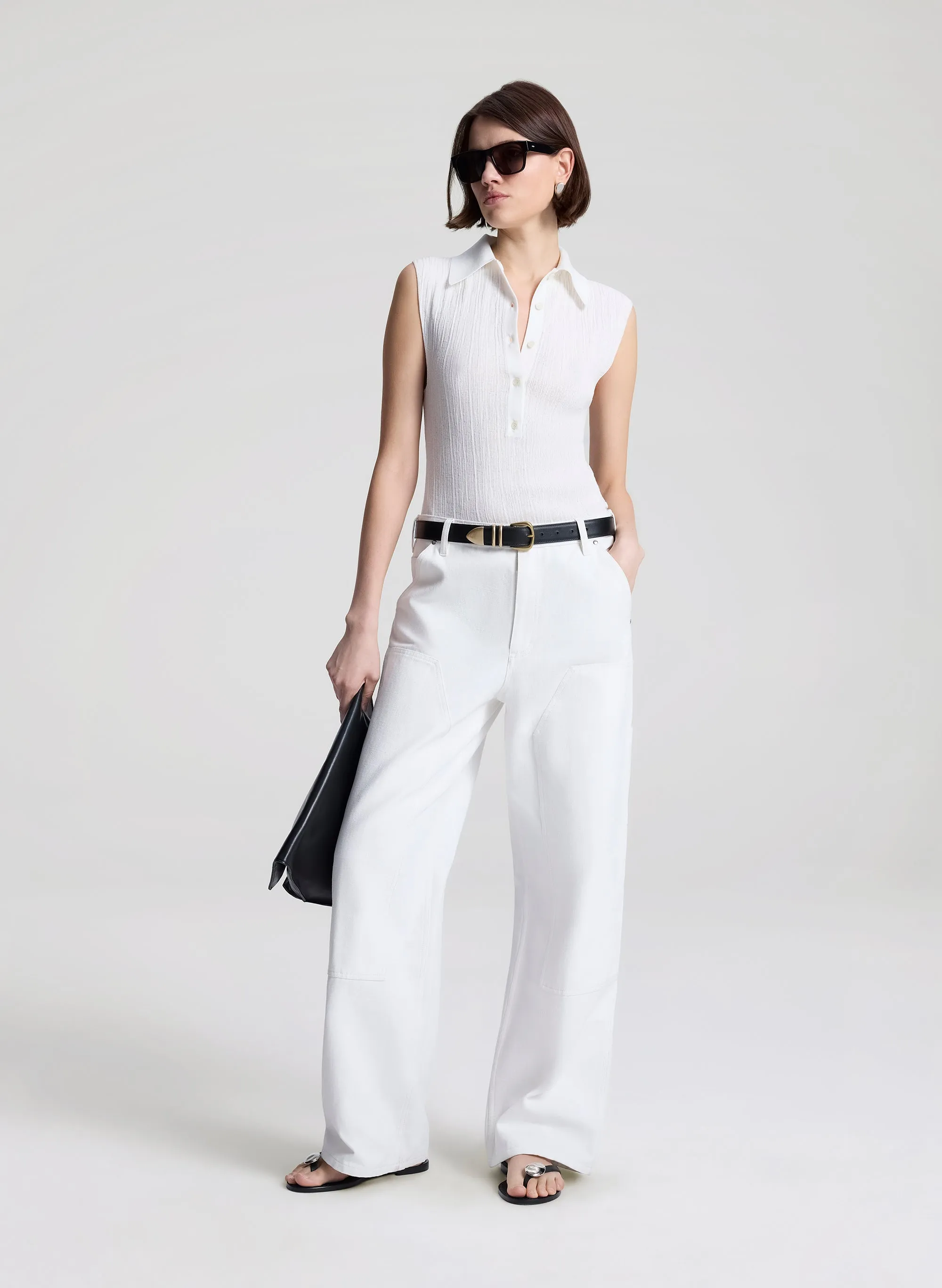 Ollie Fine Cotton Knit Polo Top sold by A.L.C. product image thumbnail 4
