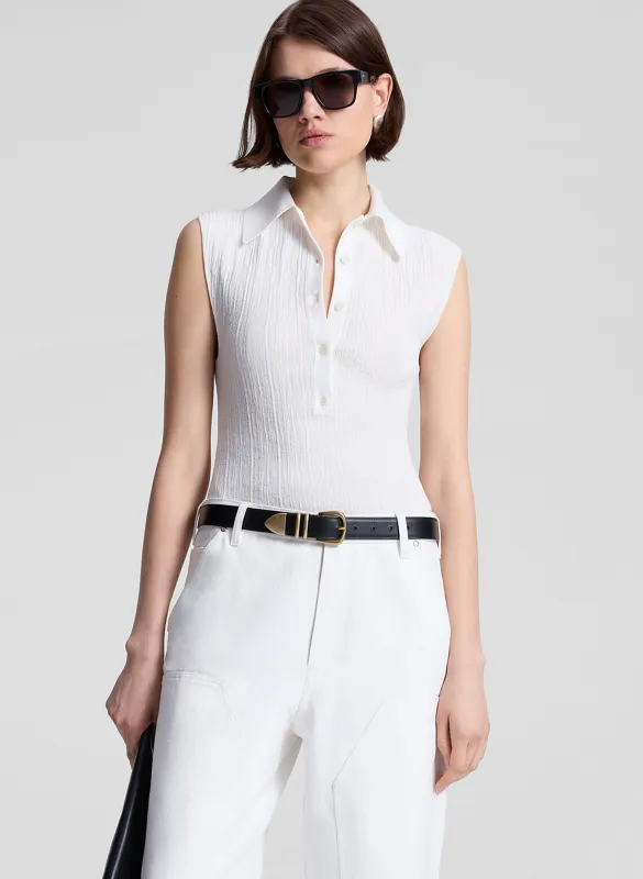 Ollie Fine Cotton Knit Polo Top sold by A.L.C.