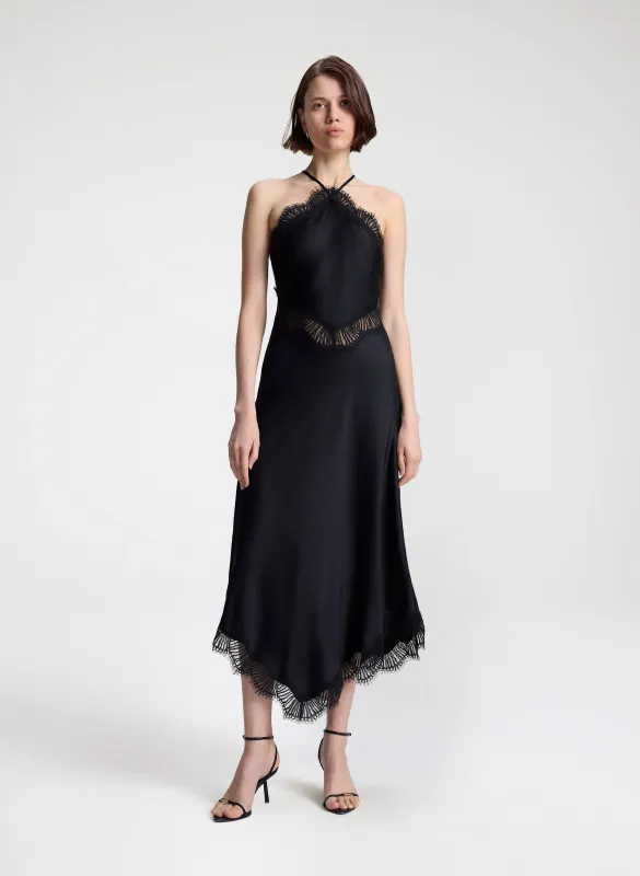 Lucia Satin and Lace Midi Dress sold by A.L.C.
