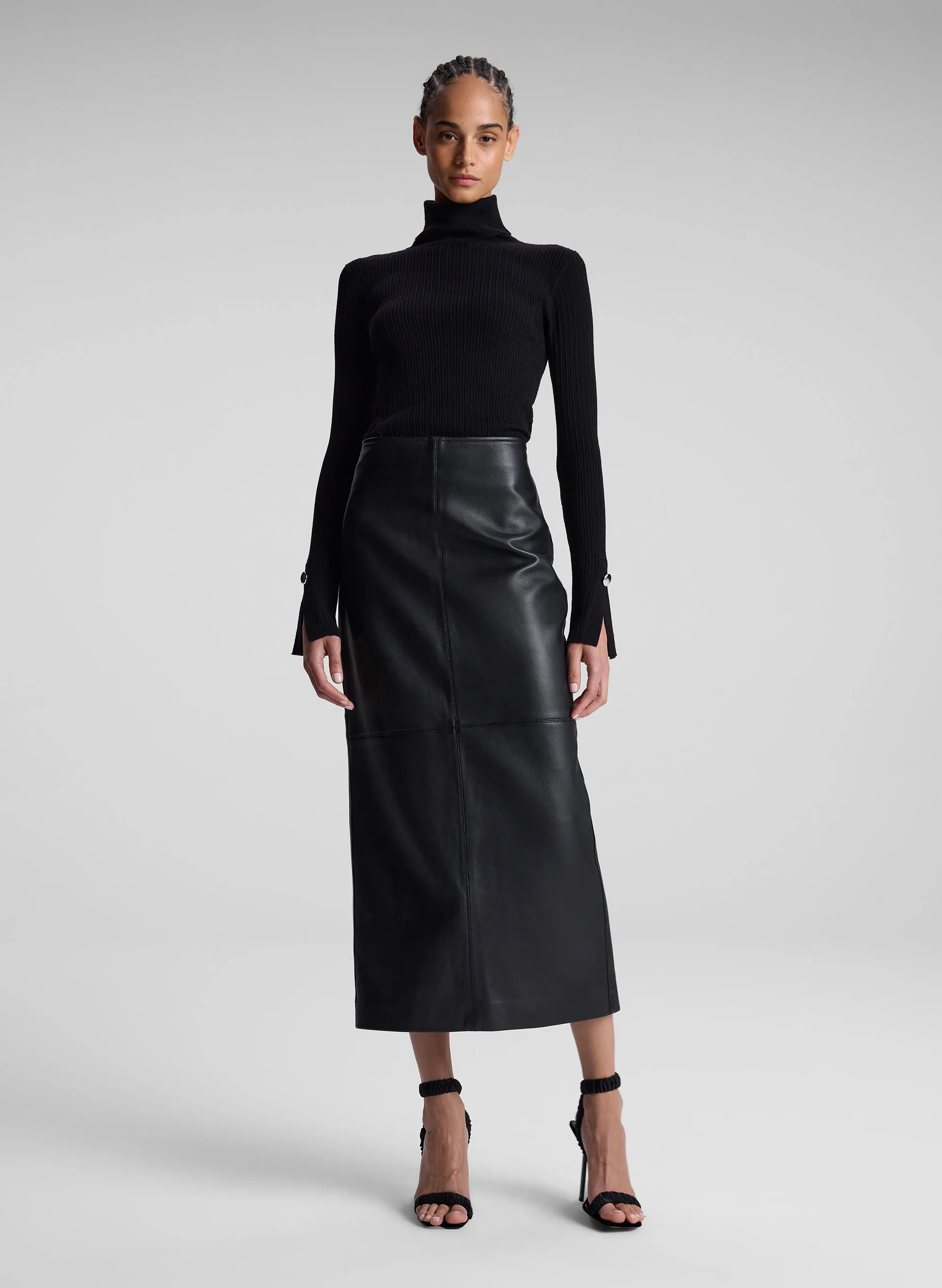Marta Leather Midi Skirt sold by A.L.C. product image thumbnail 3