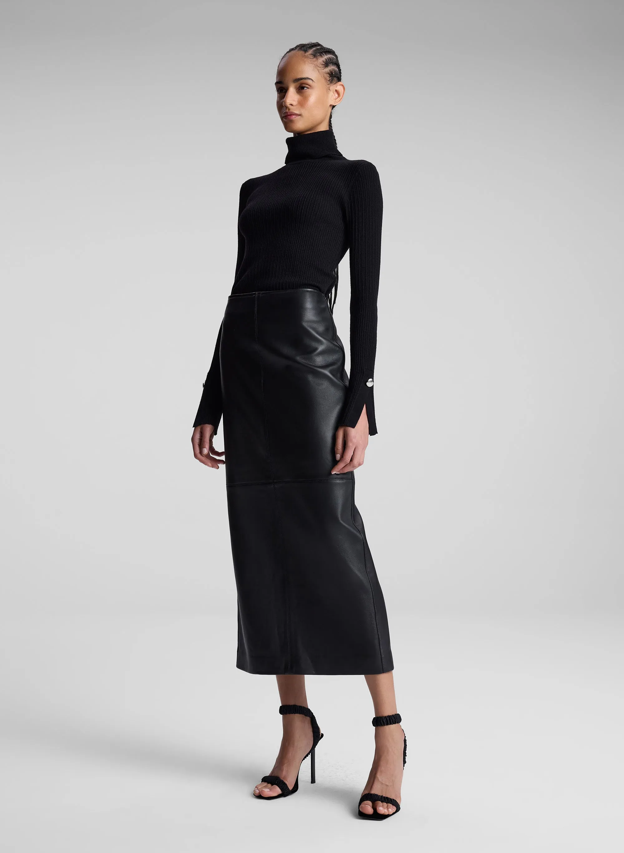 Marta Leather Midi Skirt sold by A.L.C. product image thumbnail 4