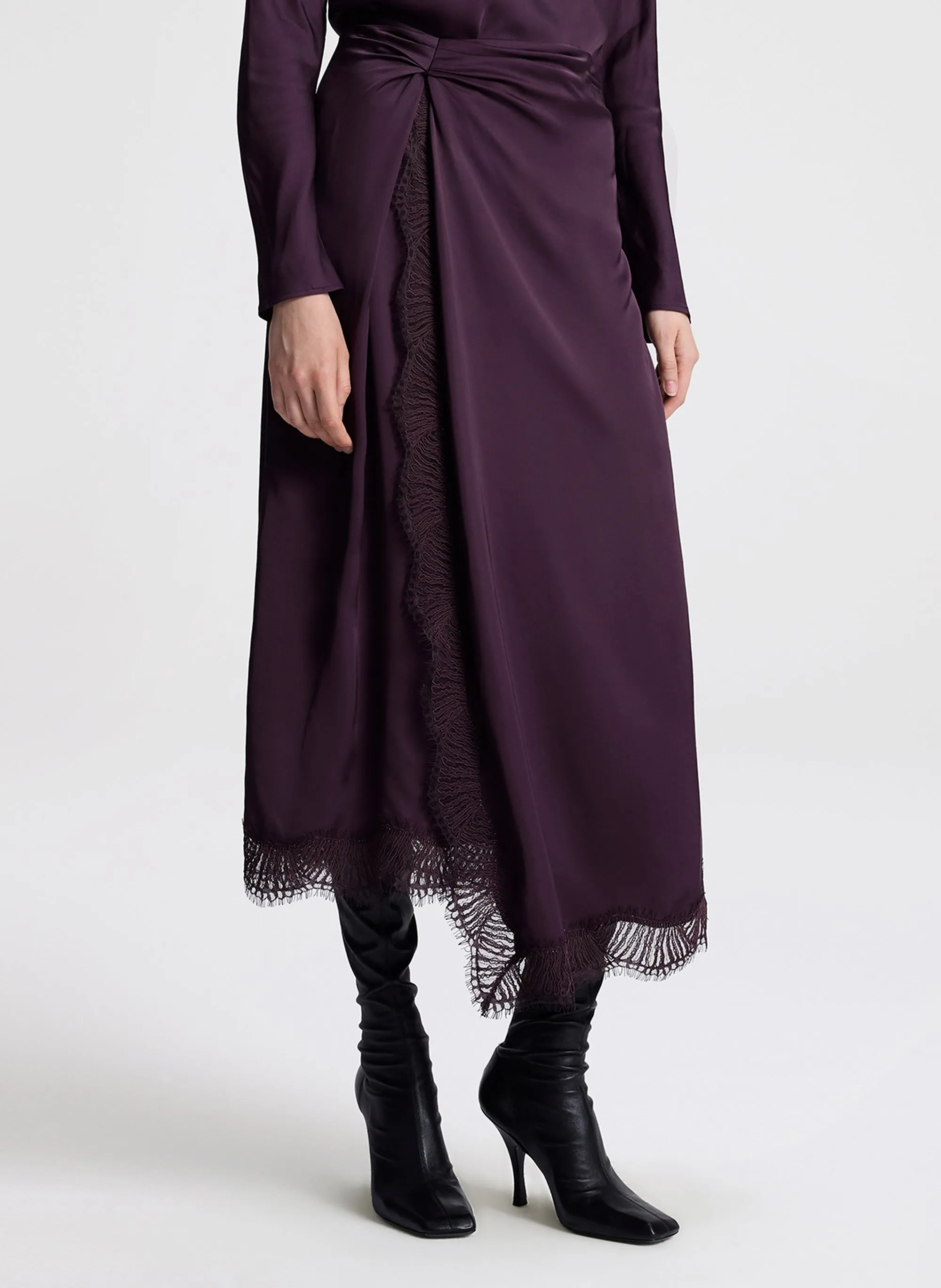 Bella Satin and Lace Midi Skirt sold by A.L.C. product image thumbnail 3