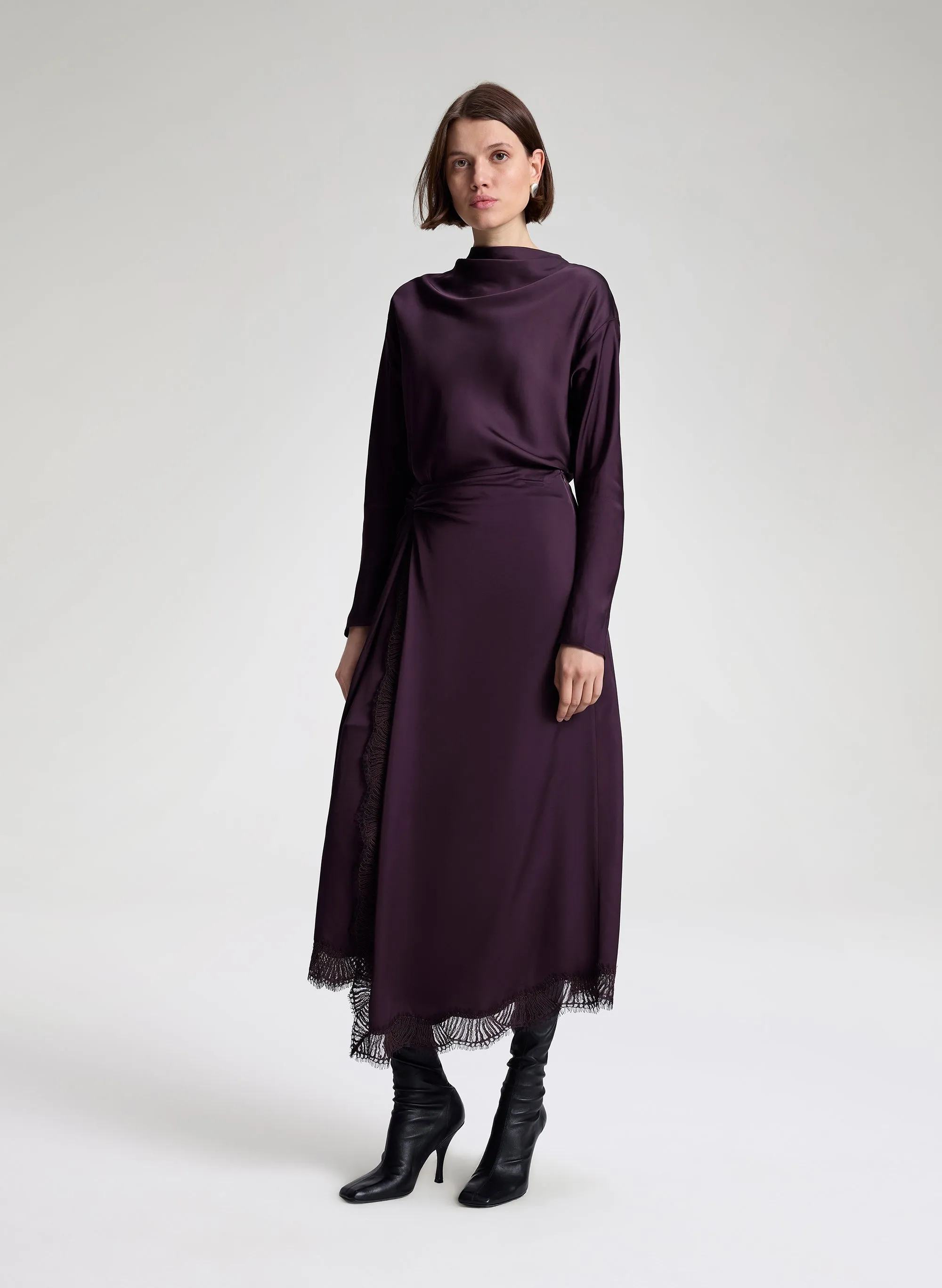 Bella Satin and Lace Midi Skirt sold by A.L.C. product image thumbnail 4