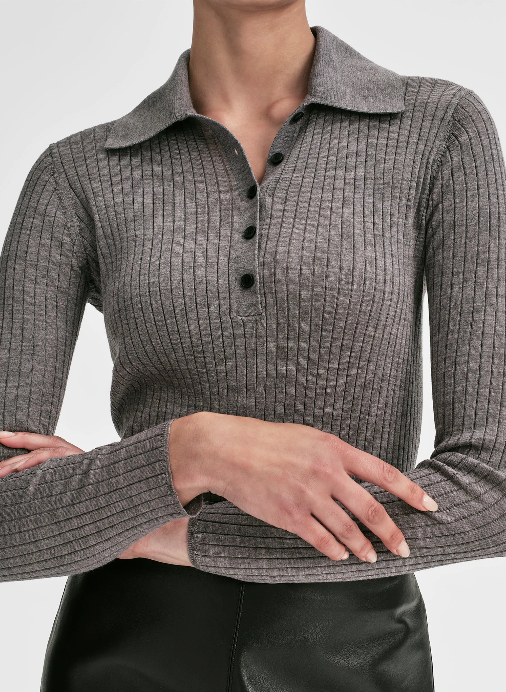 Alex Fine Merino Polo Top sold by A.L.C. product image thumbnail 2