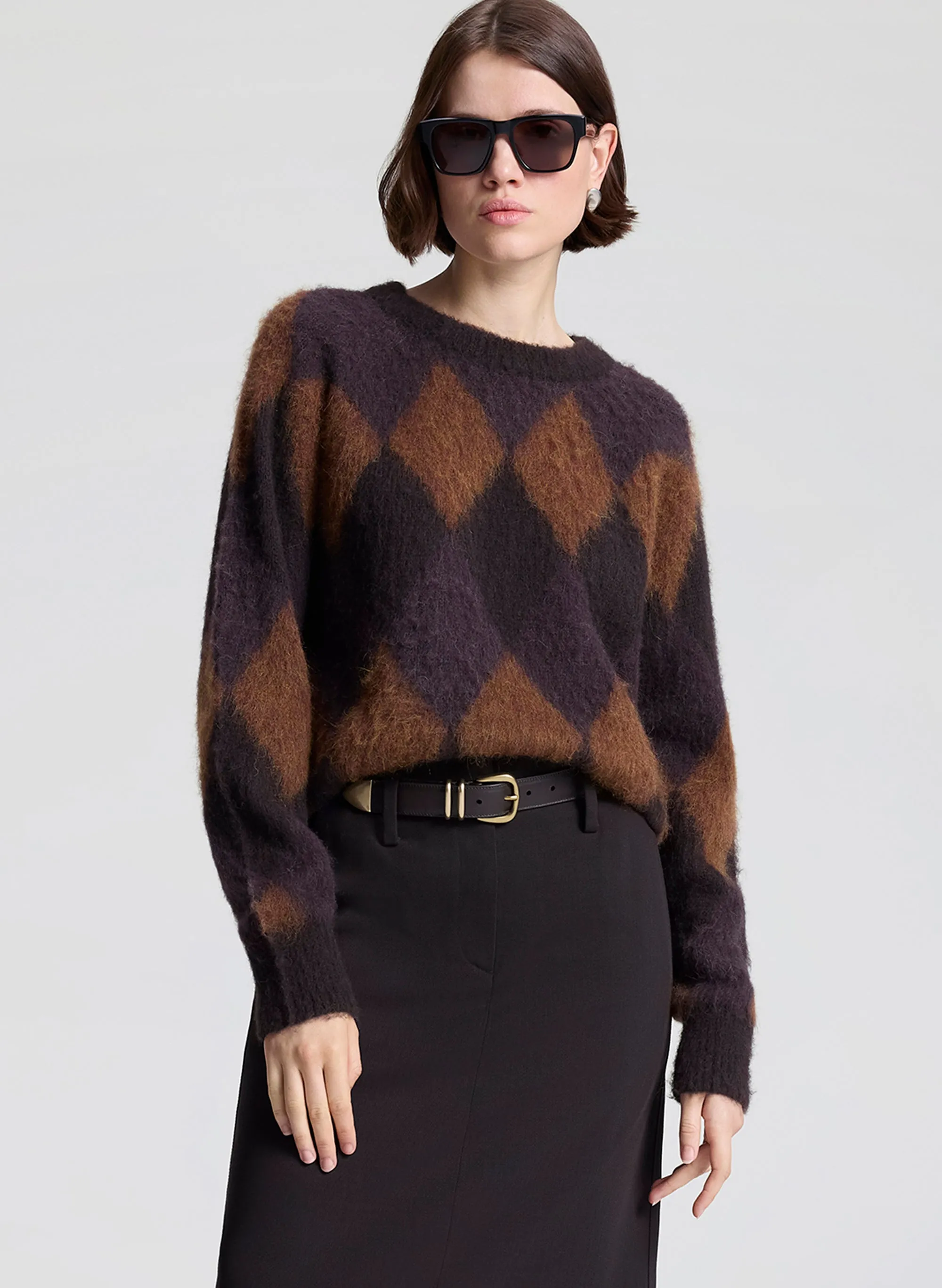 Ezra Brushed Alpaca Argyle Sweater sold by A.L.C.