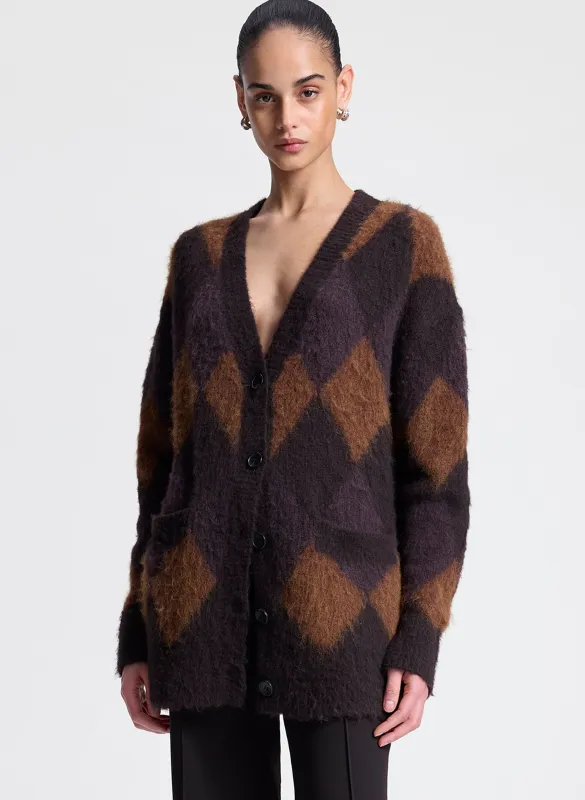 Reid Brushed Alpaca Argyle Cardigan sold by A.L.C.