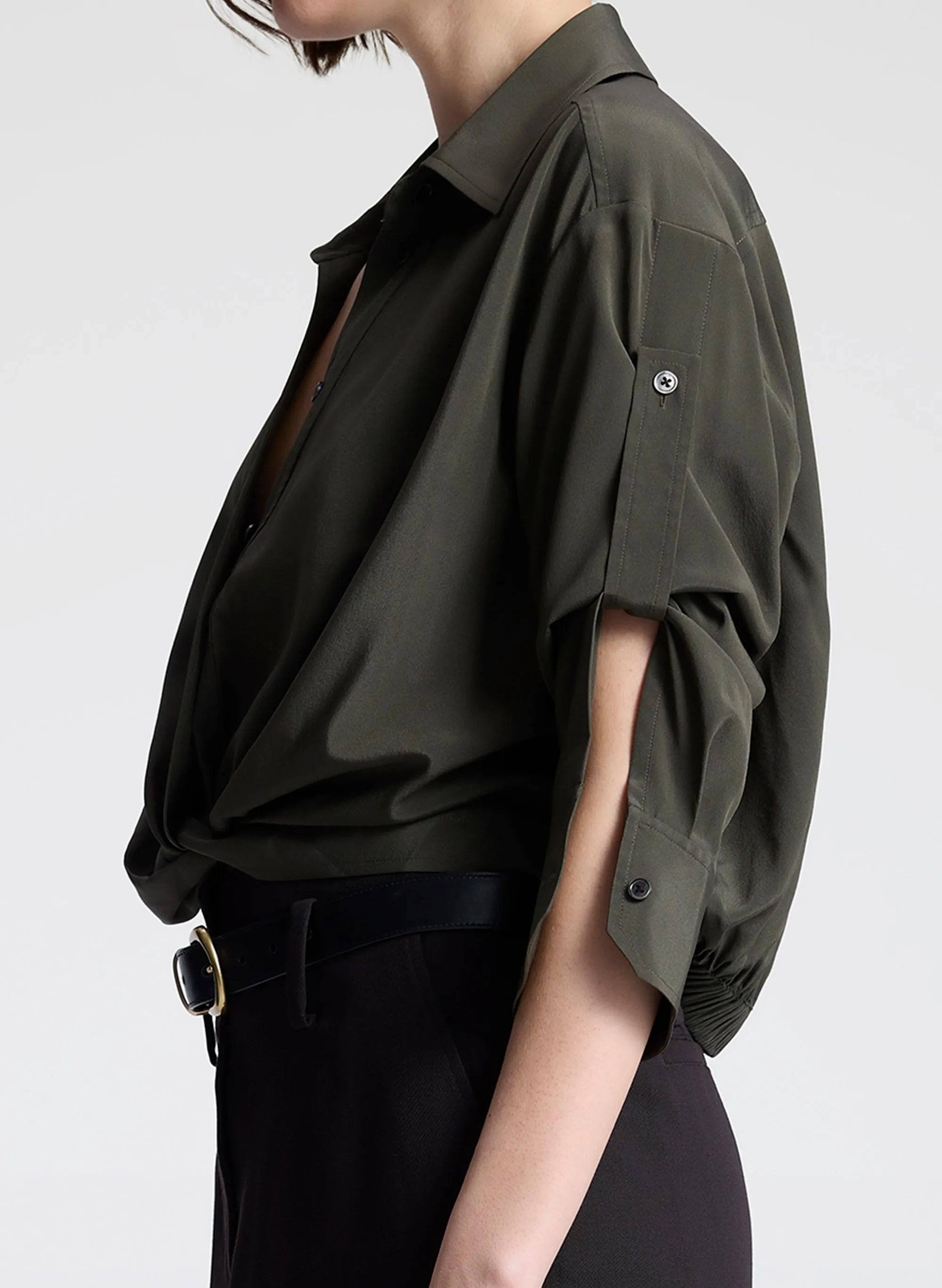 Leo Cropped Silk Shirt sold by A.L.C. product image thumbnail 2