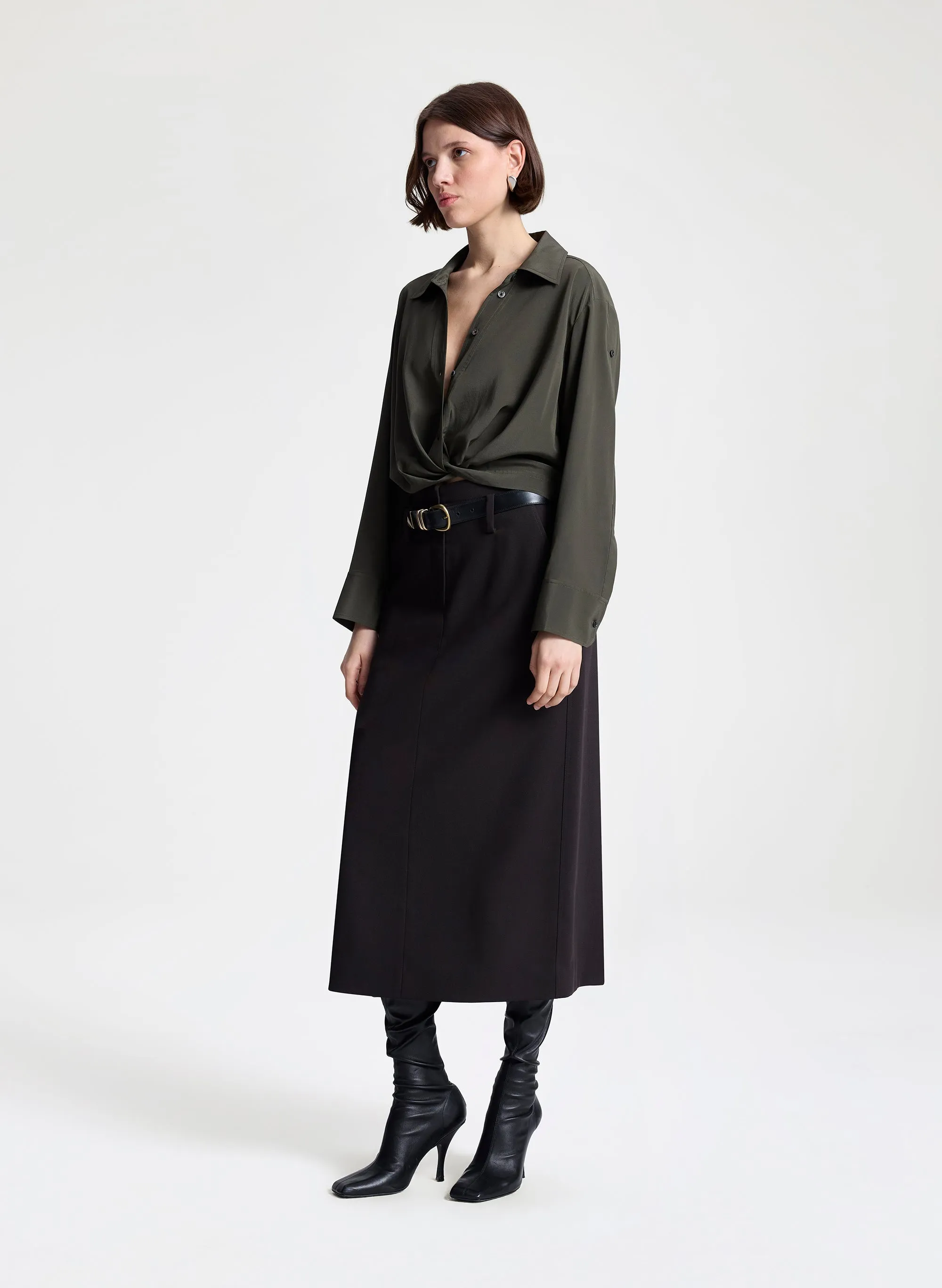 Leo Cropped Silk Shirt sold by A.L.C. product image thumbnail 4