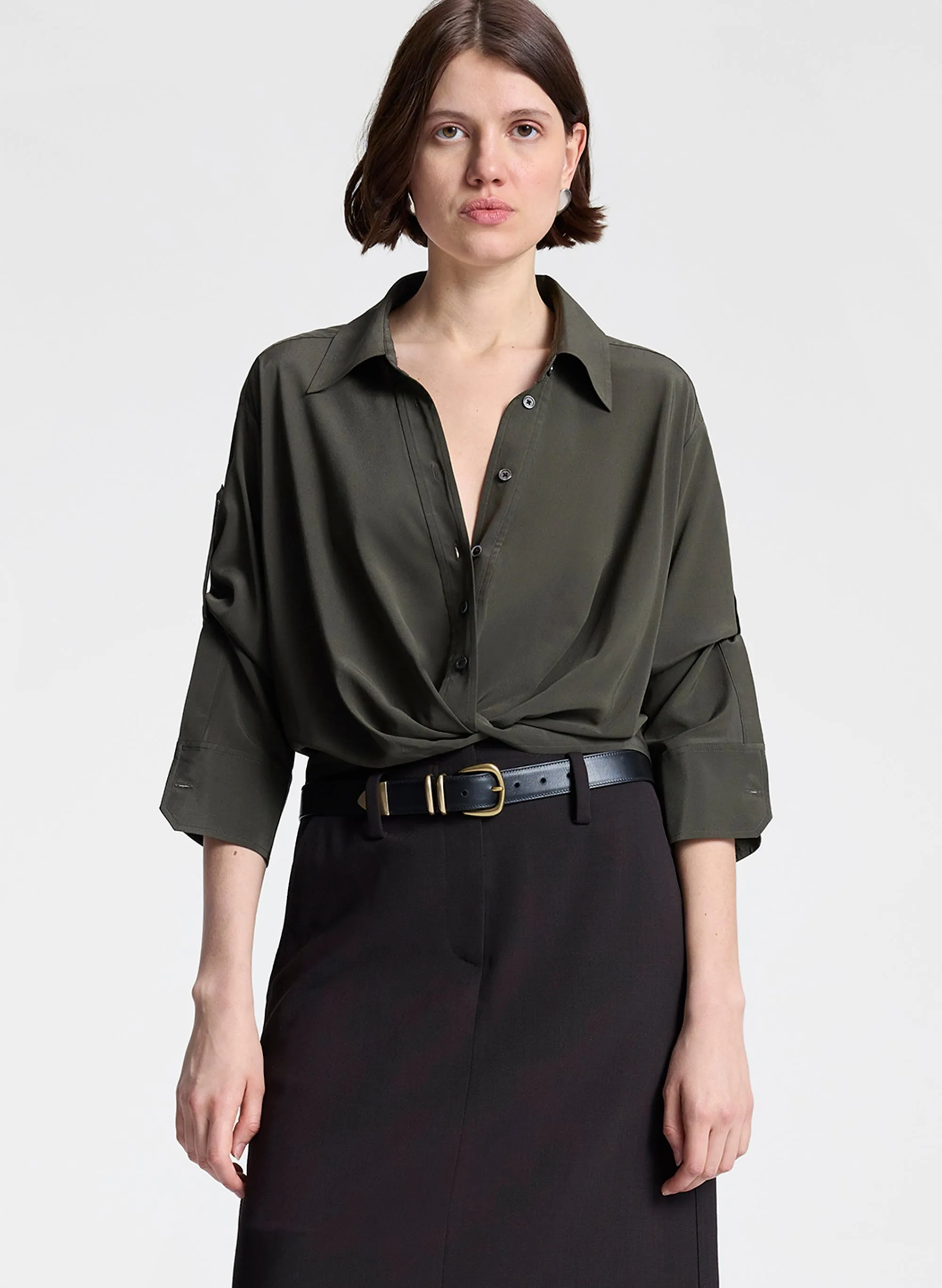 Leo Cropped Silk Shirt sold by A.L.C.