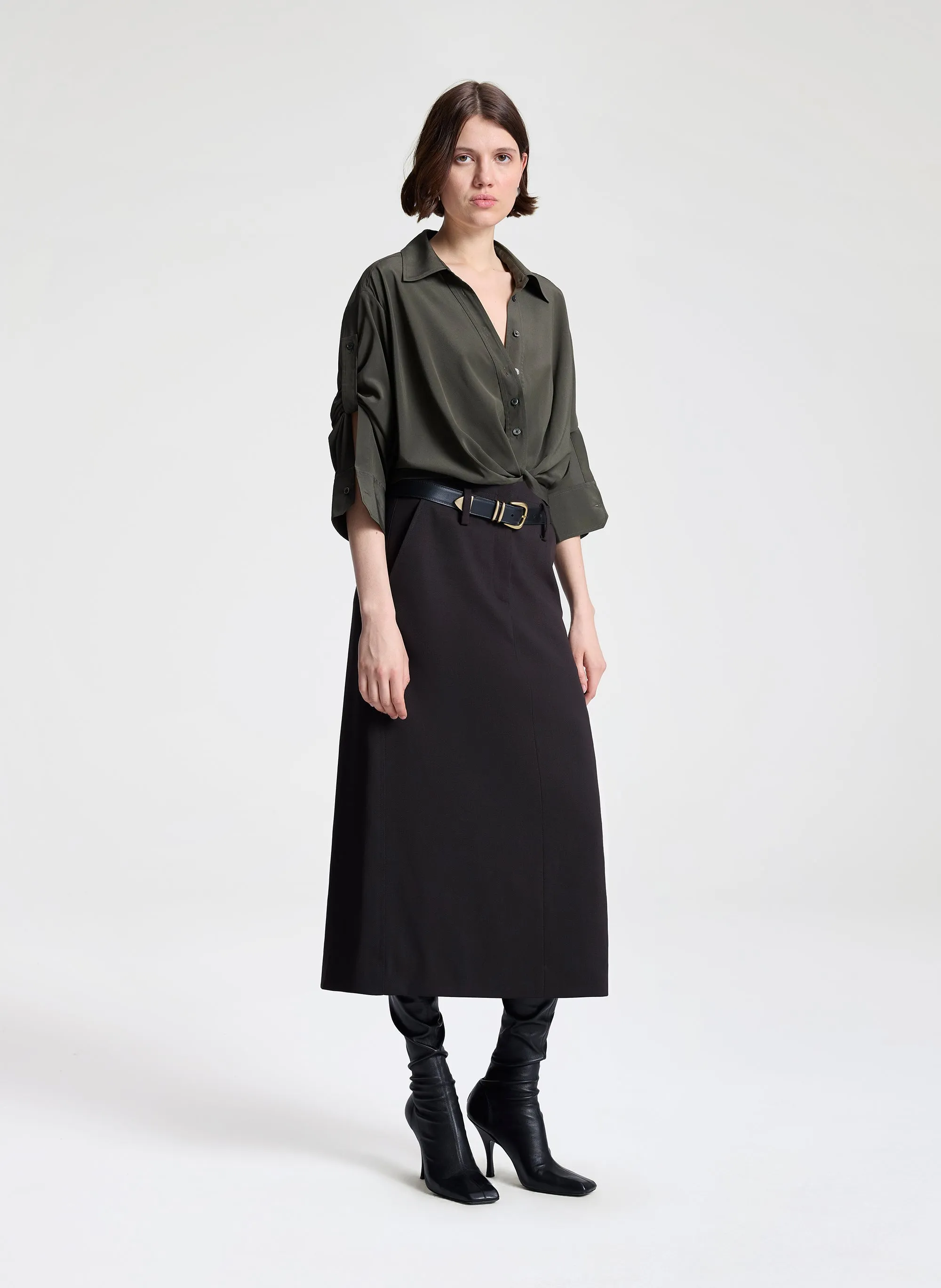 Leo Cropped Silk Shirt sold by A.L.C. product image thumbnail 3
