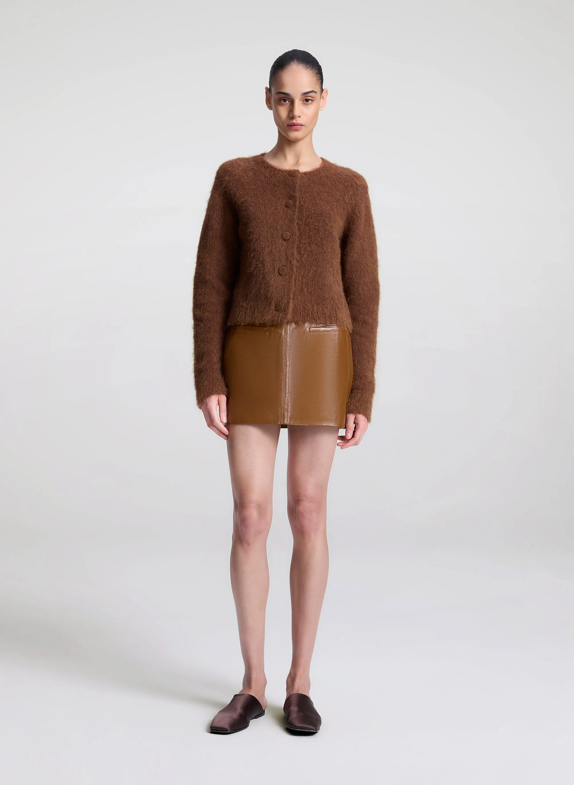Cowan Glossy Leather Mini Skirt sold by A.L.C.