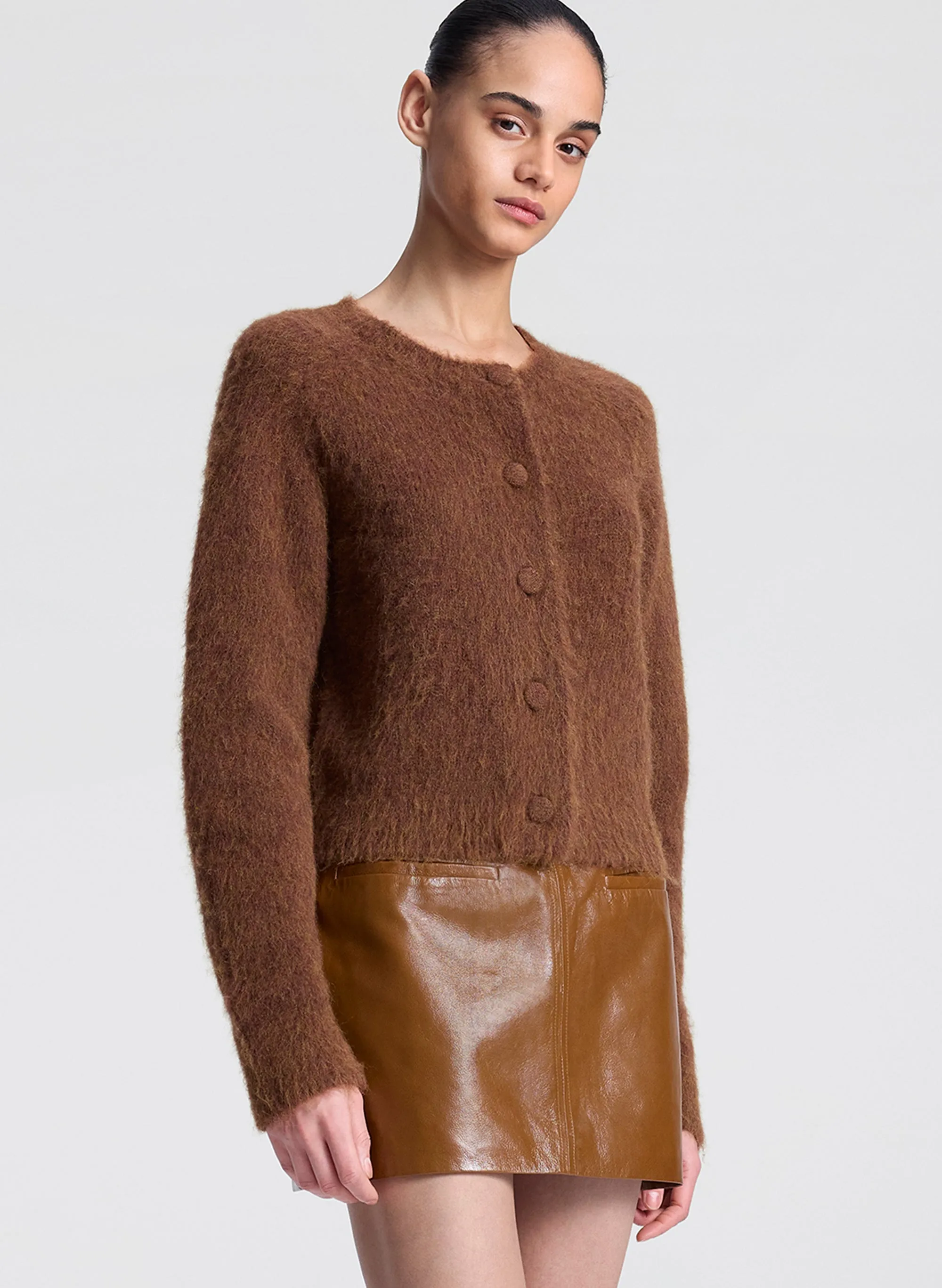 Cowan Glossy Leather Mini Skirt sold by A.L.C. product image thumbnail 3