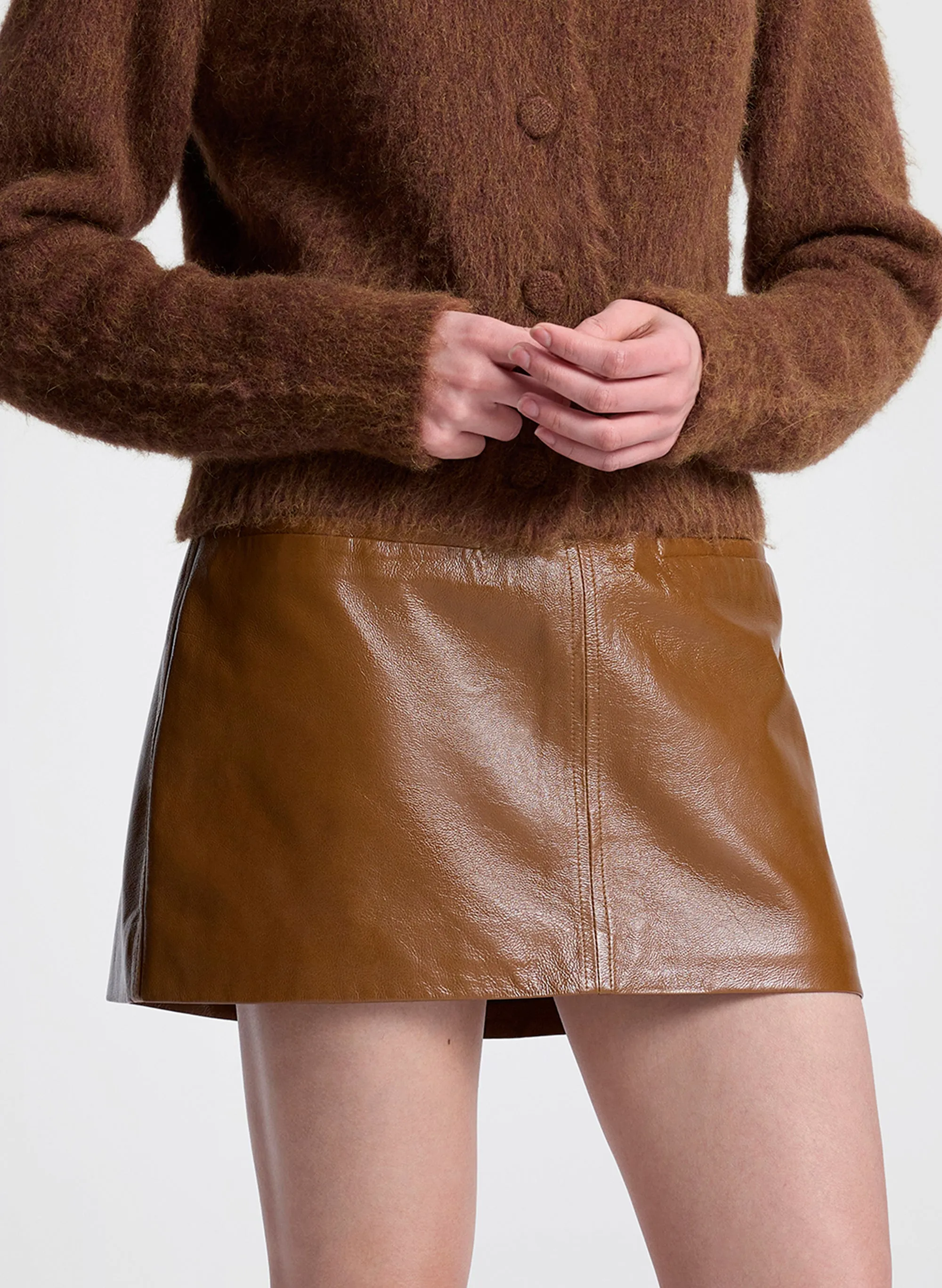 Cowan Glossy Leather Mini Skirt sold by A.L.C. product image thumbnail 2