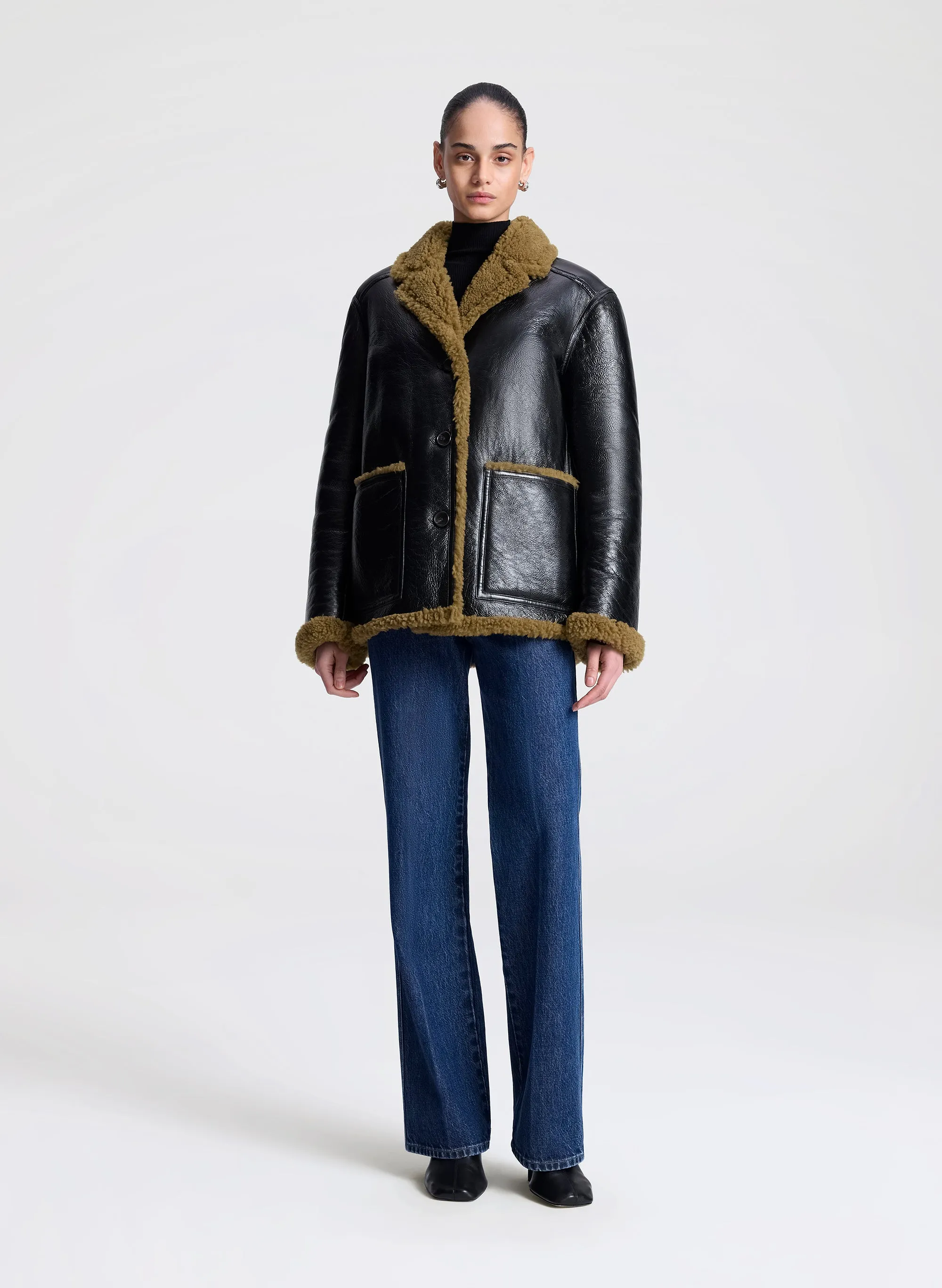 Ruth Glossy Leather and Shearling Reversible Coat sold by A.L.C. product image thumbnail 4