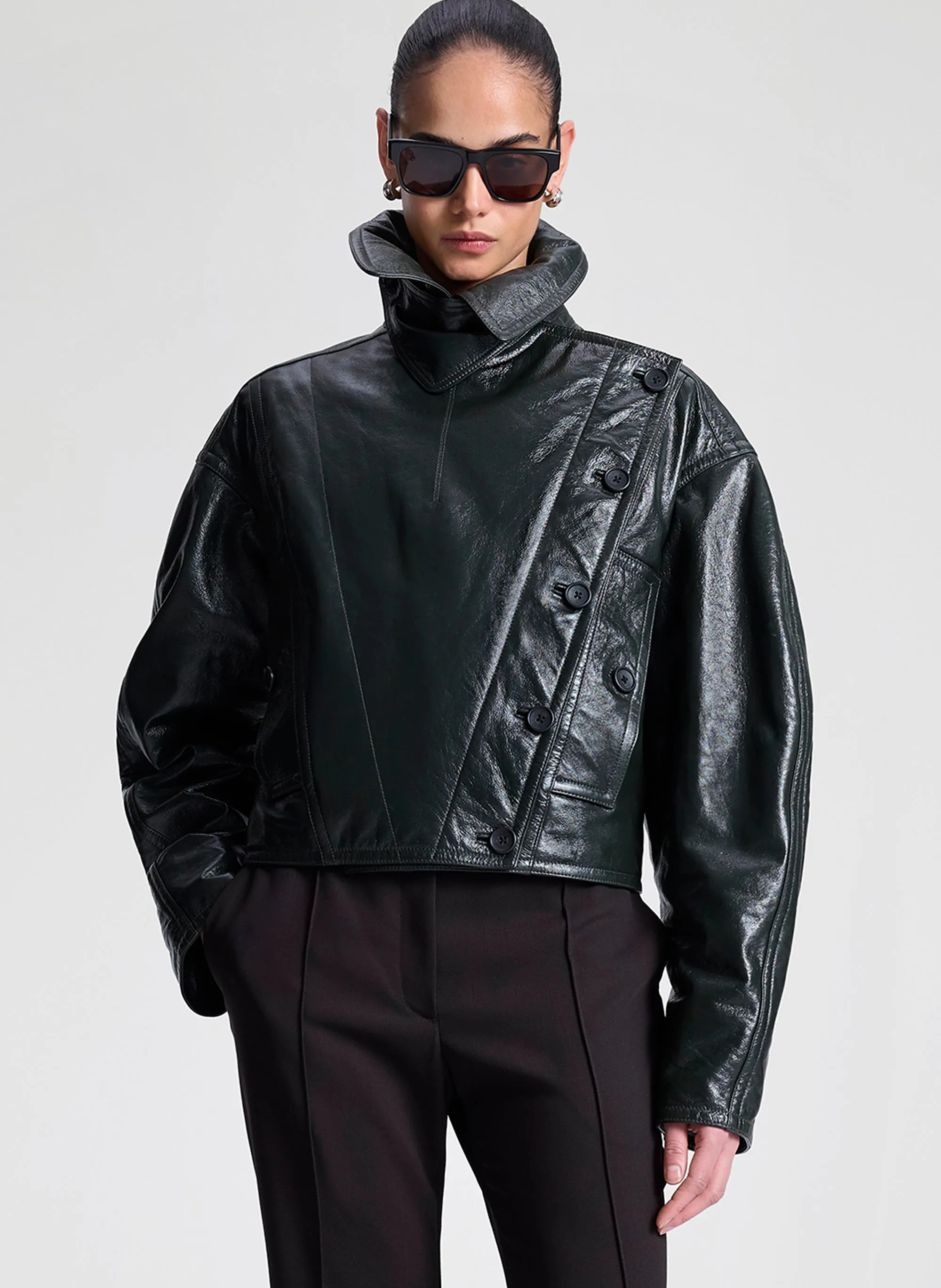 Eli Glossy Leather Jacket sold by A.L.C.