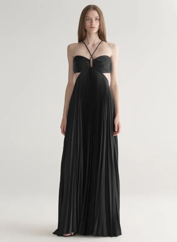 Moira Satin Pleated Maxi Dress sold by A.L.C.