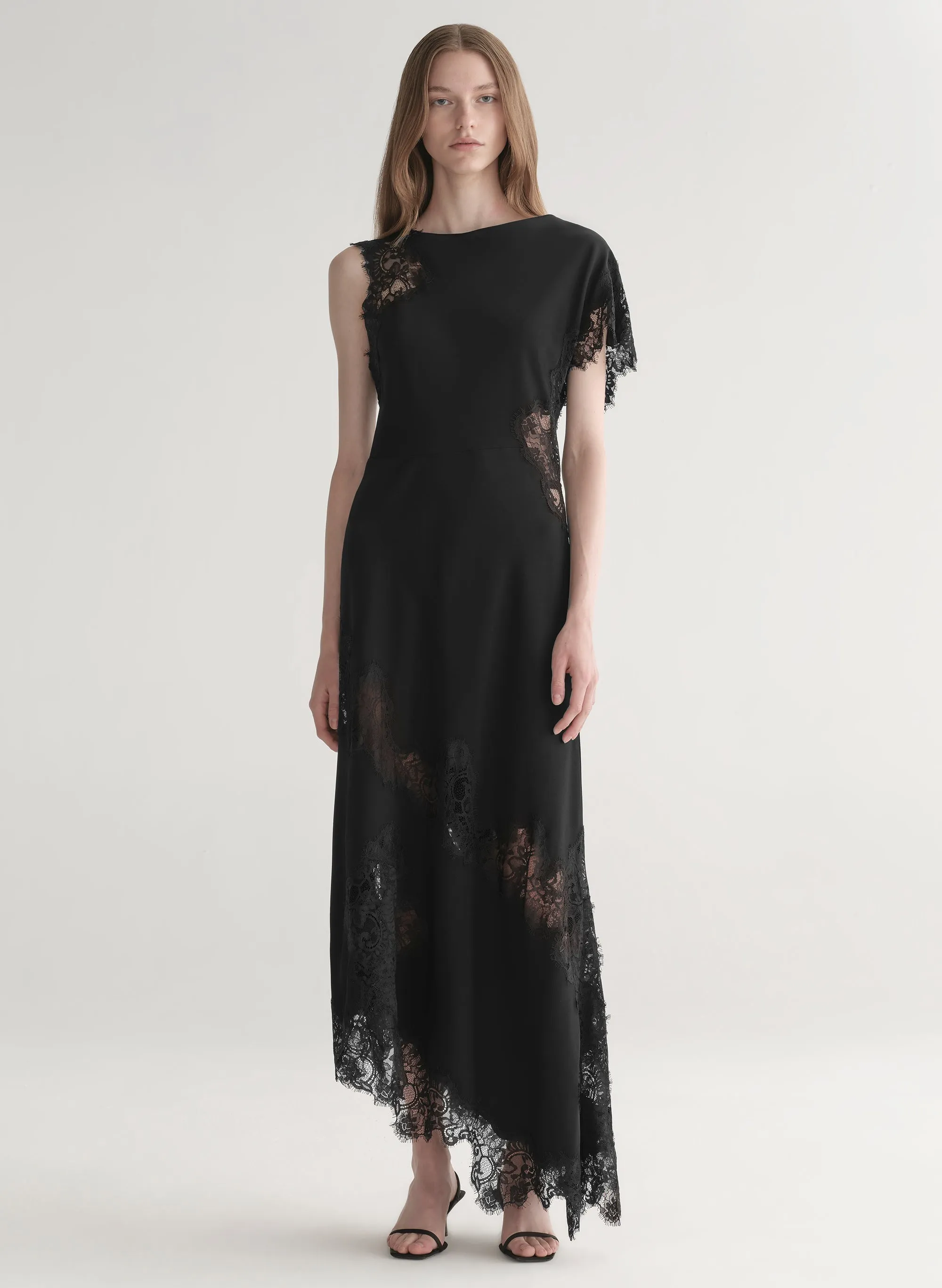 Alessia Textured Satin and Lace Maxi Dress sold by A.L.C.