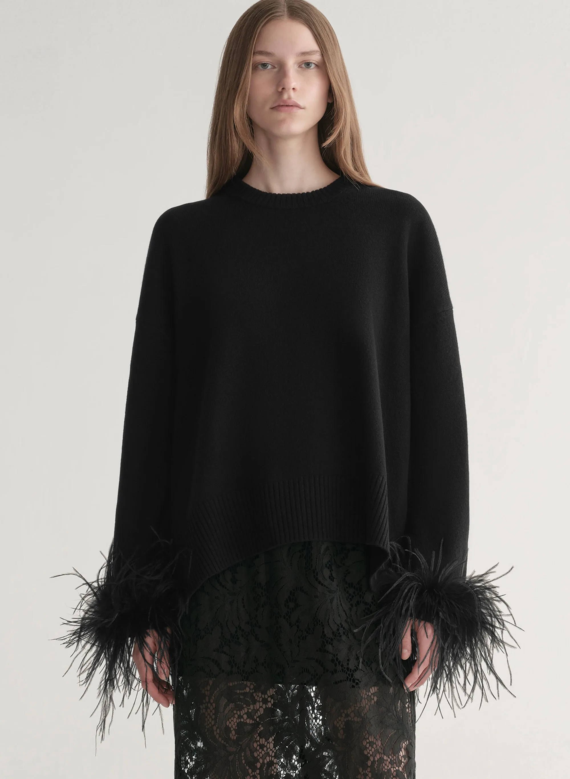 Wilda Feather Trimmed Sweater sold by A.L.C.