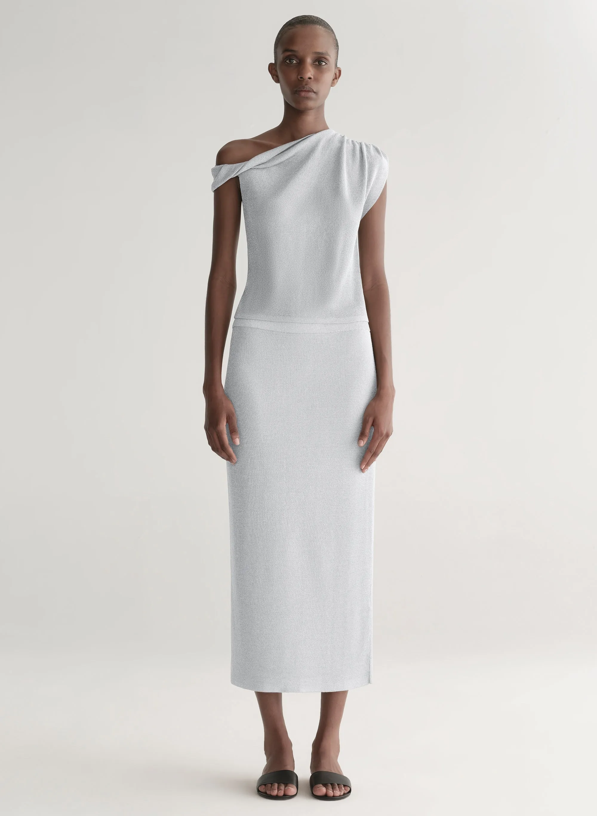 Clover Metallic Knit Midi Skirt sold by A.L.C.