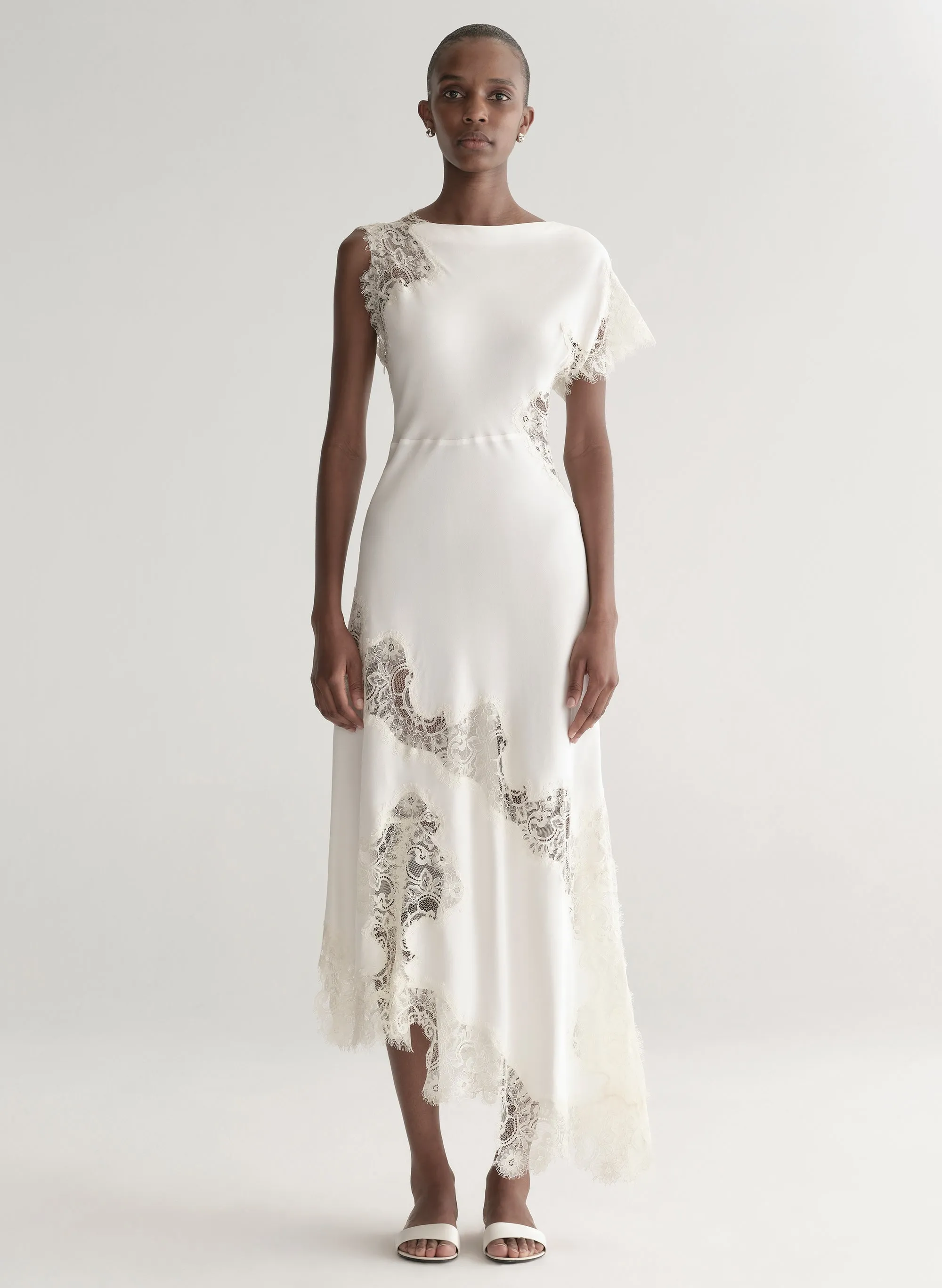 Alessia Textured Satin and Lace Maxi Dress sold by A.L.C.