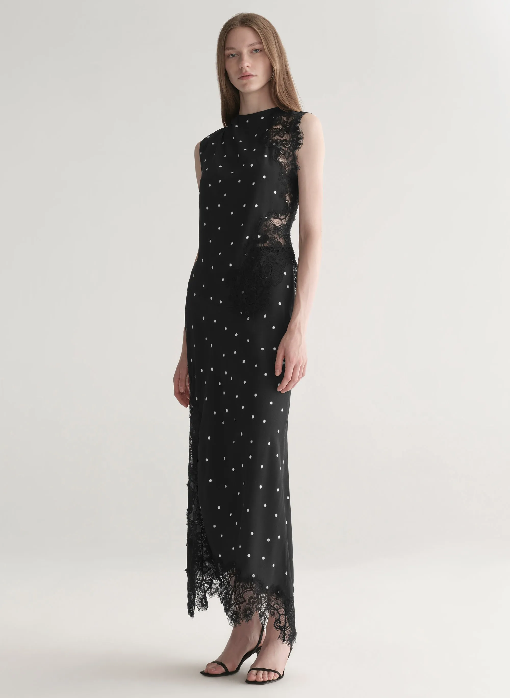 Olivia Polka Dot Crepe and Lace Midi Skirt sold by A.L.C. product image thumbnail 4