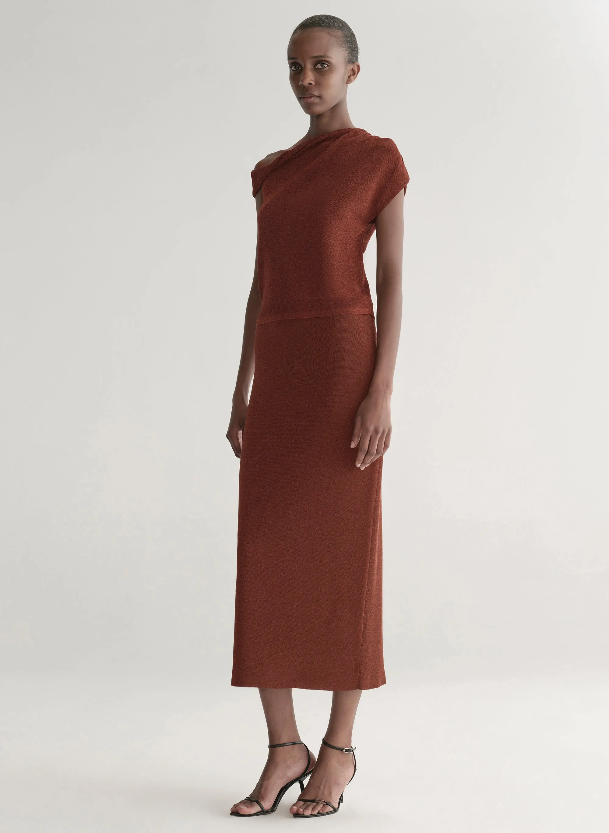 Mona Metallic Knit Asymmetric Top sold by A.L.C. product image thumbnail 4