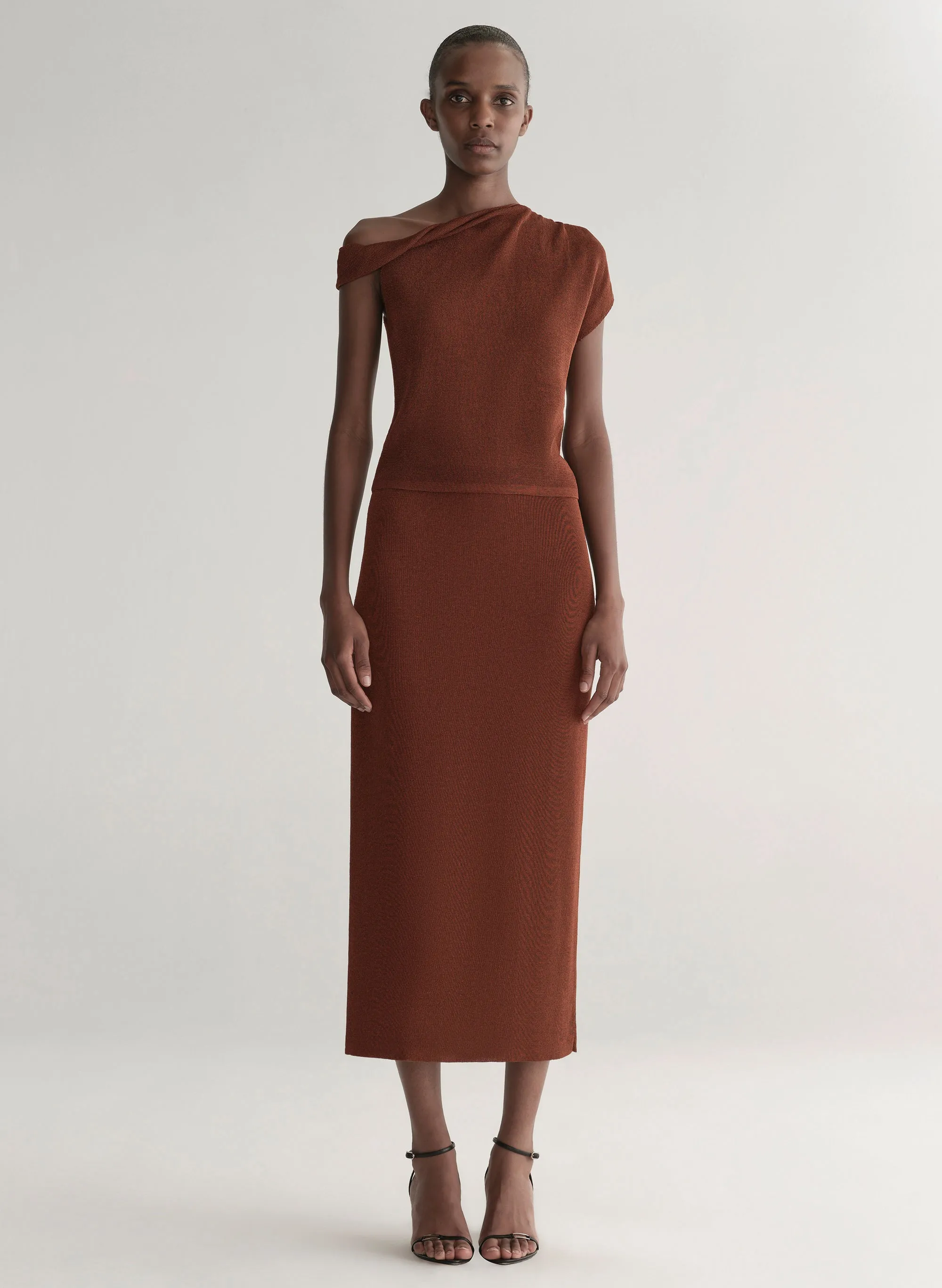 Mona Metallic Knit Asymmetric Top sold by A.L.C. product image thumbnail 3